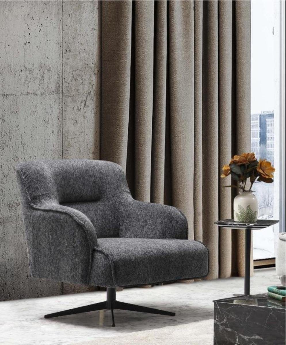 JVmoebel Europa Sessel Made Sessel), Relaxsessel (1-St., Relax Farbe Luxus Textil Sessel Grau Design Sitzer Sessel in