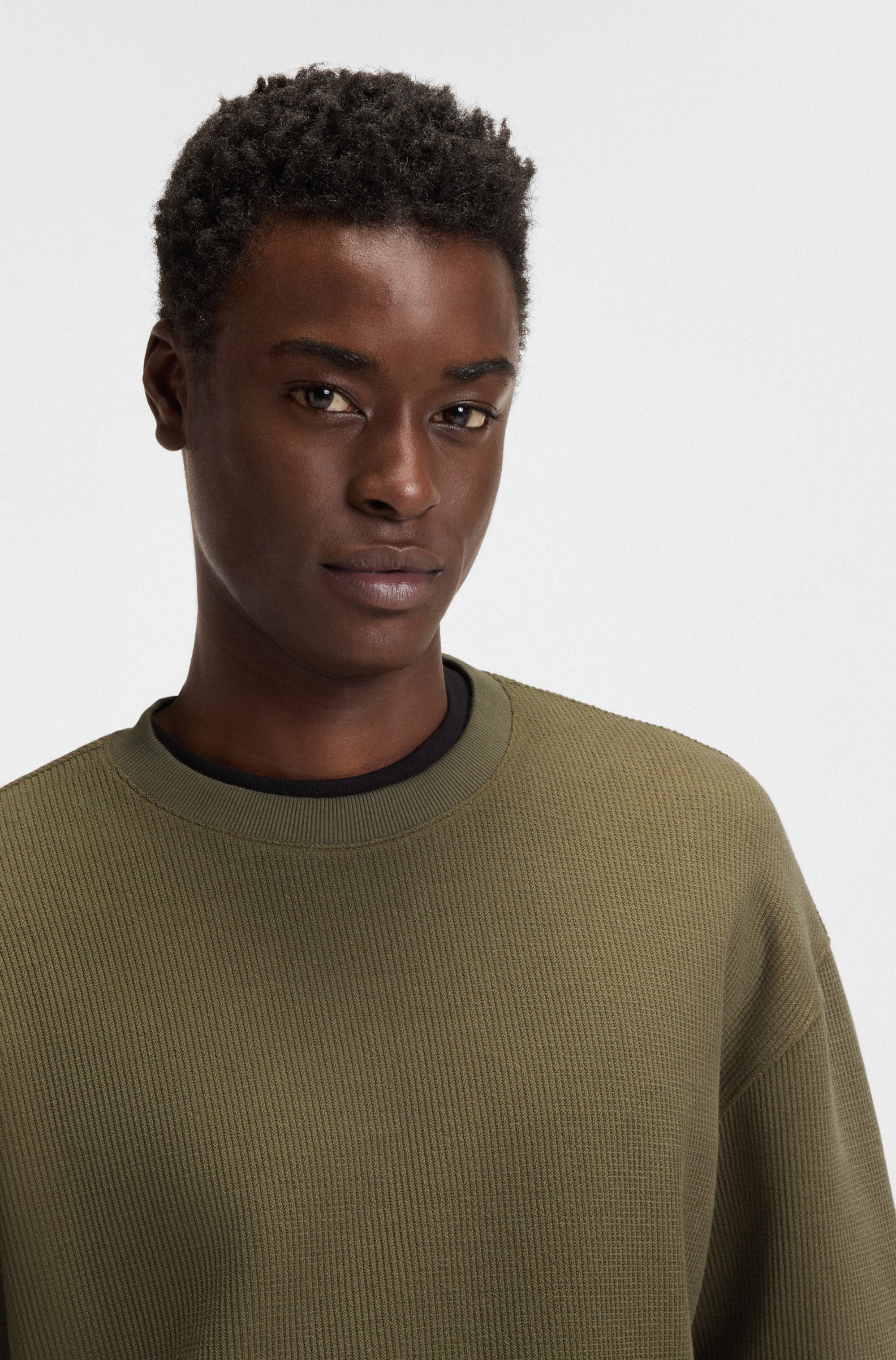 HUGO Blue T-Shirt Nuwaffle mit Waffelmuster günstig online kaufen