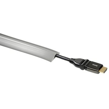 Hama Kabelkanal Flexibler Kabelkanal, 180 x 3 x 1 cm, PVC, Grau, selbstklebend, halbrund, plastikfrei, universell kürzbar