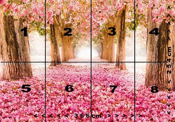 murimage® Fototapete Fototapete Pink Wald 366 x 254 cm 3D Bäume Blüten Blumen Tapete Wohnzimmer Küche Schlafzimmer inklusive Kleister
