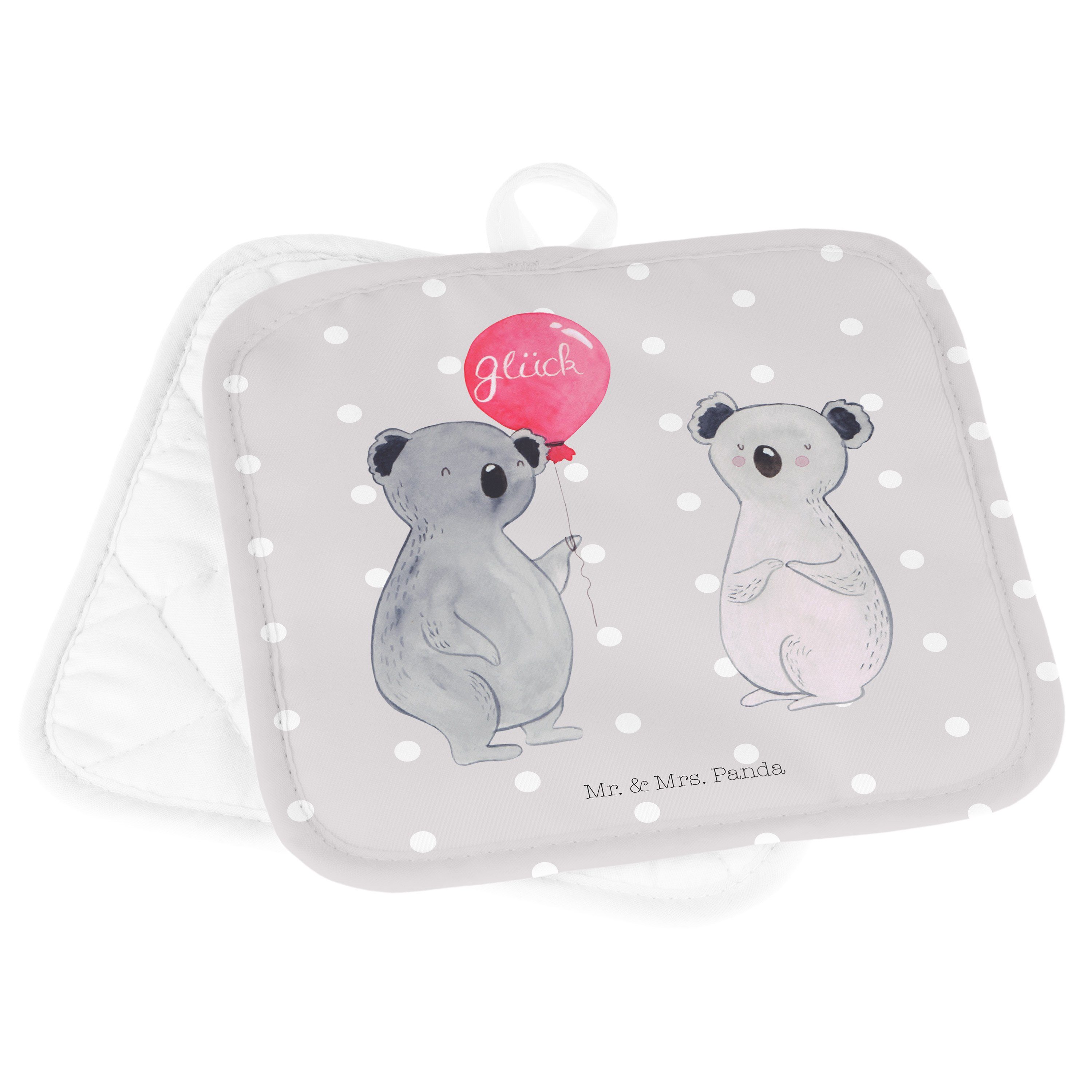 Topflappen Luftballon - Topfuntersetzer, (1-tlg) Geschenk, Panda - Koala Grau Mr. Mrs. Pastell Topflapp, &