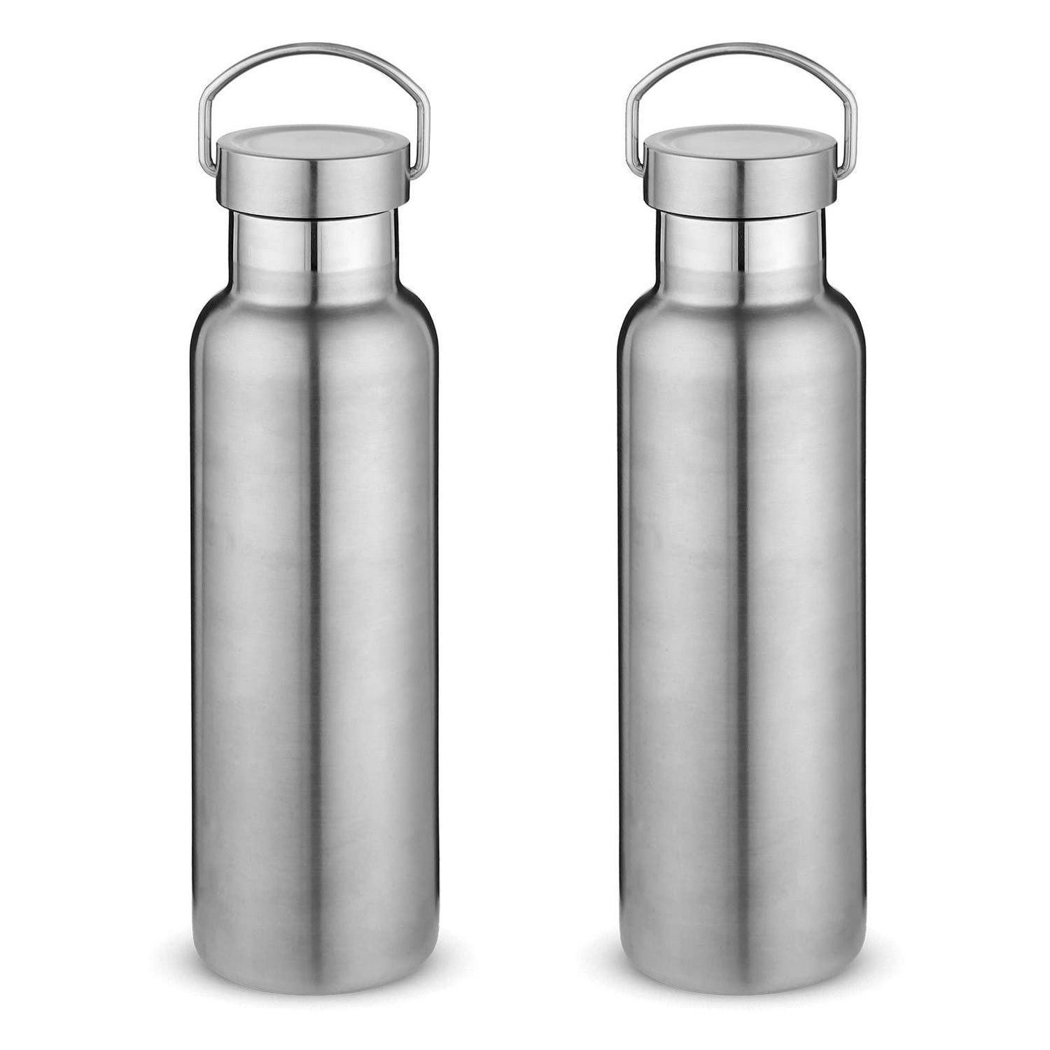 LuxusKollektion Thermoflasche Trinkflasche Edelstahl 600ml 2er Set Silber