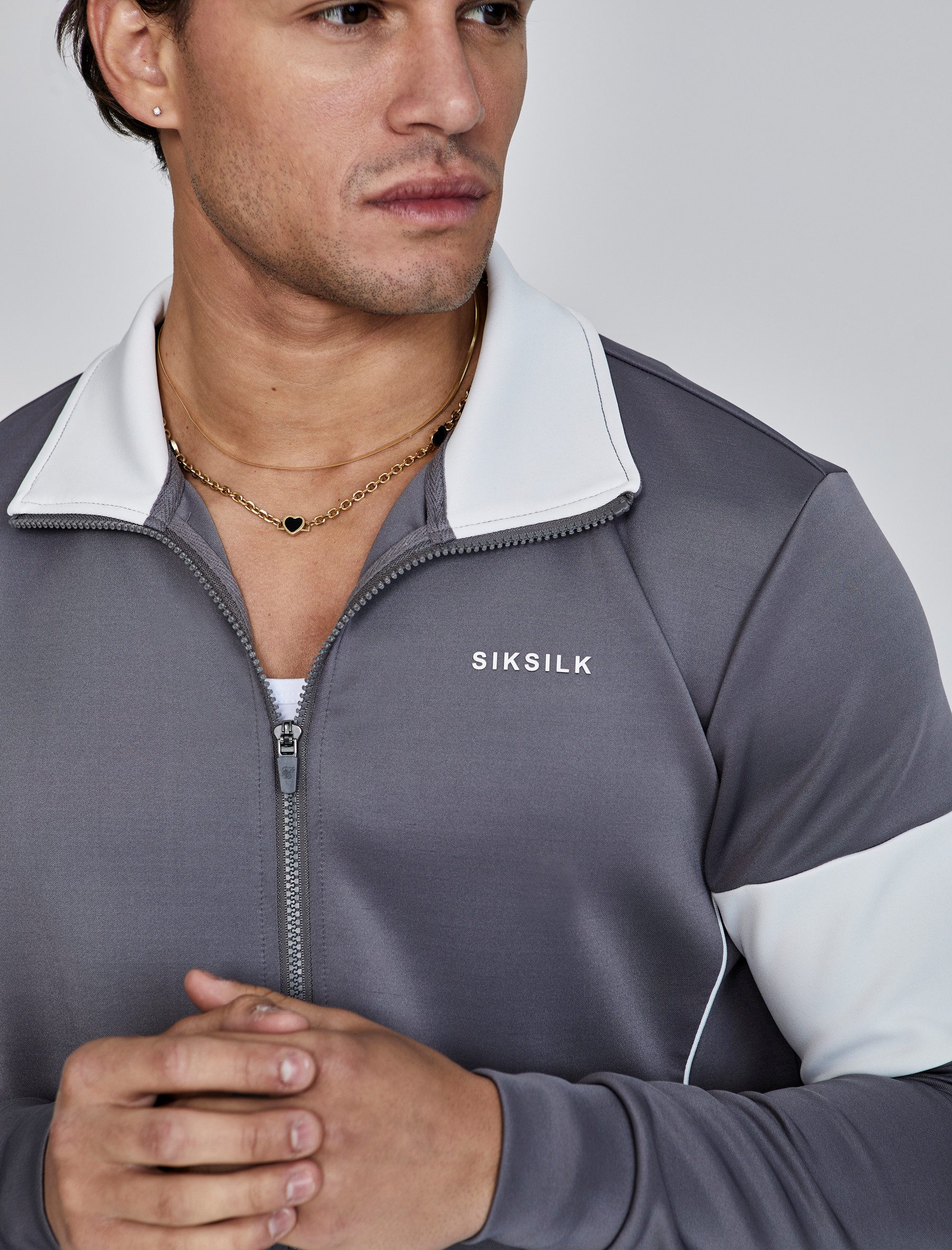 Siksilk Sweatjacke SikSilk Herren Graue Trainingsjacke