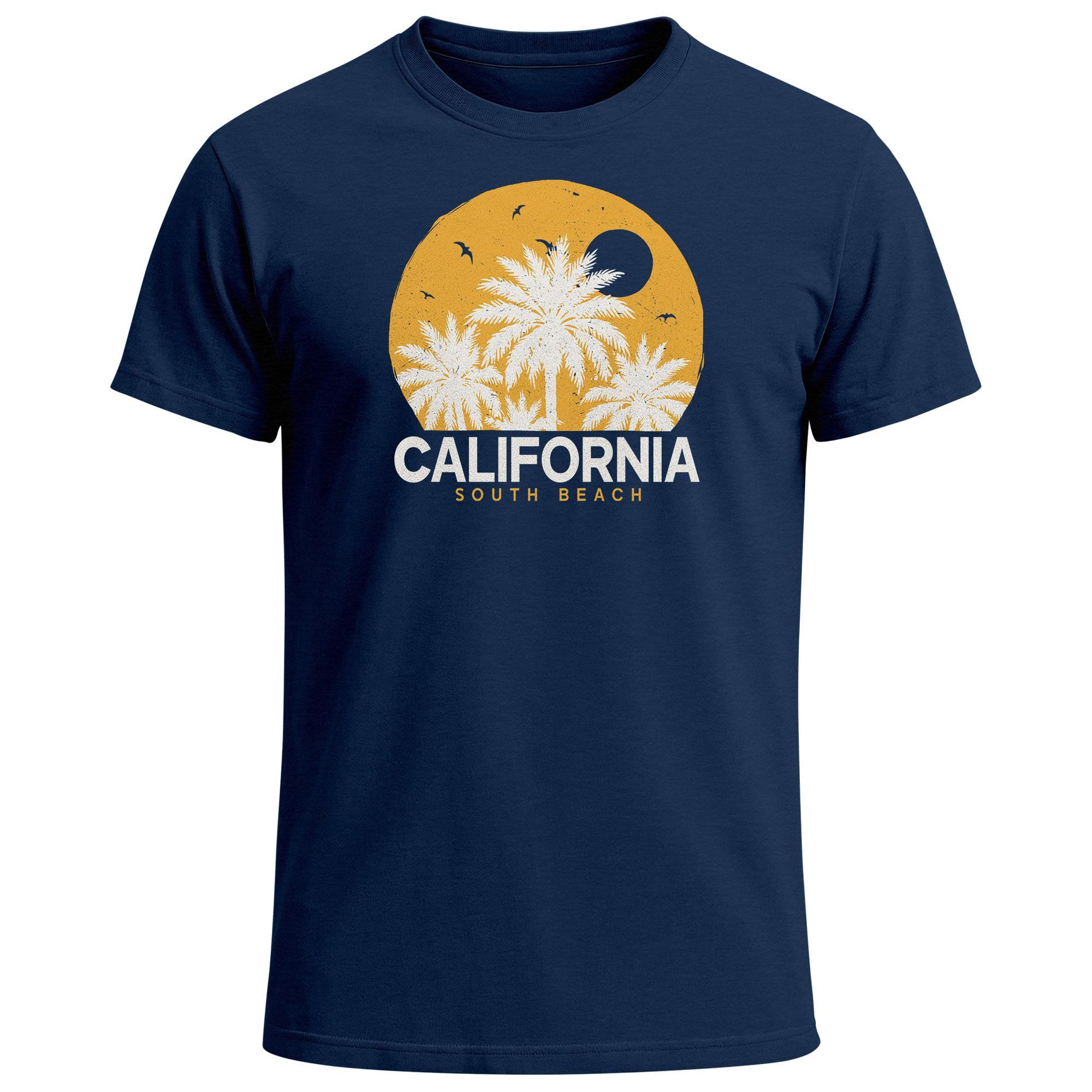 Print-Shirt Herren T-Shirt California Printshirt Sommer, Grafikshirt mit Palmen