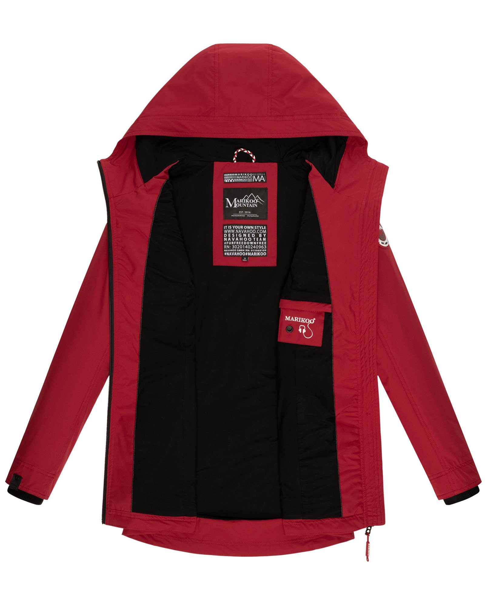 Marikoo Outdoorjacke Honigbeere sportliche Übergangsjacke mit Kapuze