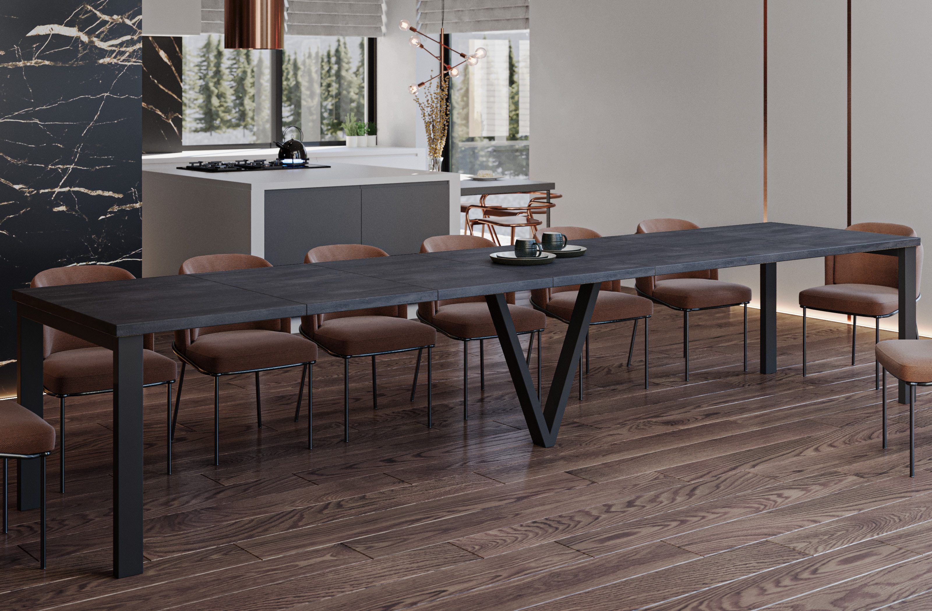 Endo-Moebel Esstisch Titan XXL 130-405 cm, günstig online kaufen