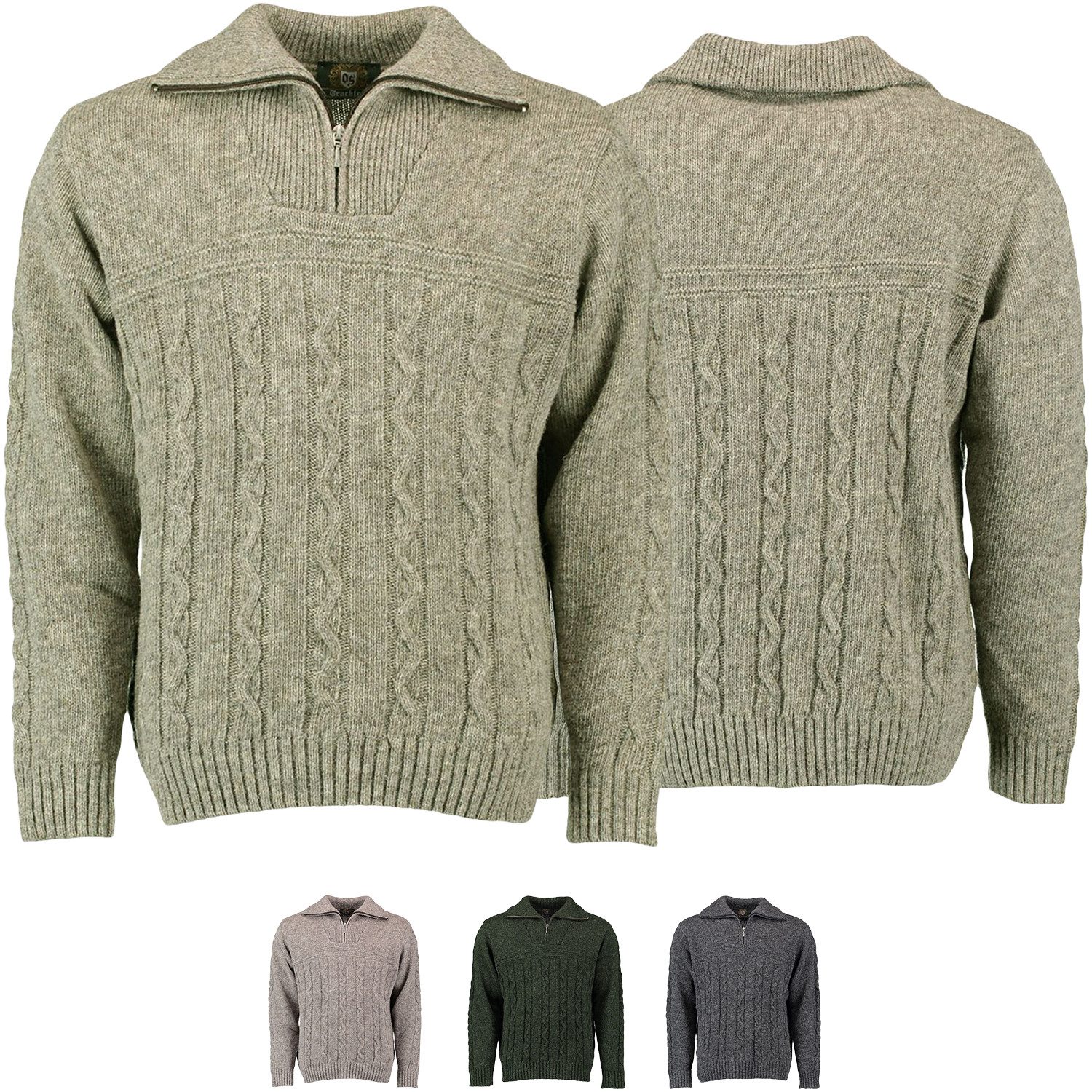 German Wear Trachtenstrickjacke OP5 Strickjacke Jagd Trachten aus Schurwolle Pullover