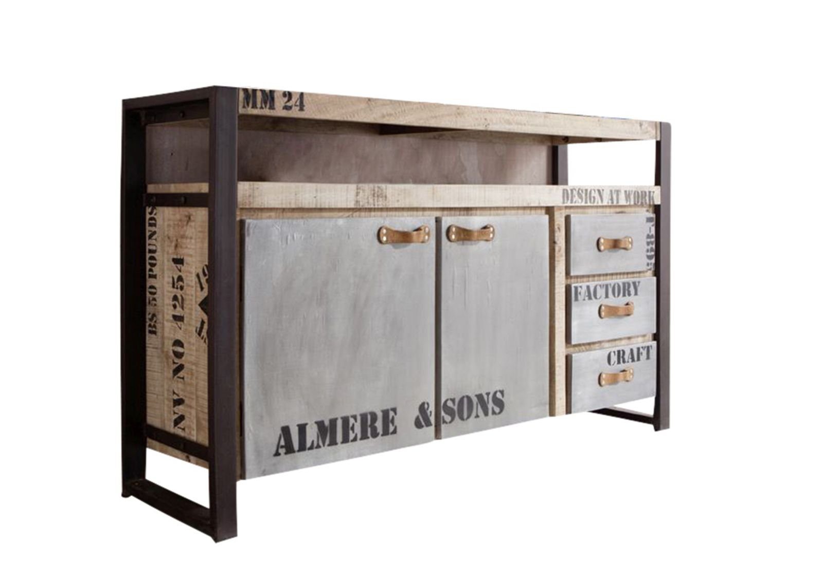 Massivmoebel24 Sideboard FACTORY (Massivholz), Sideboard Mango 145x40x85 natur bedruckt FACTORY #143