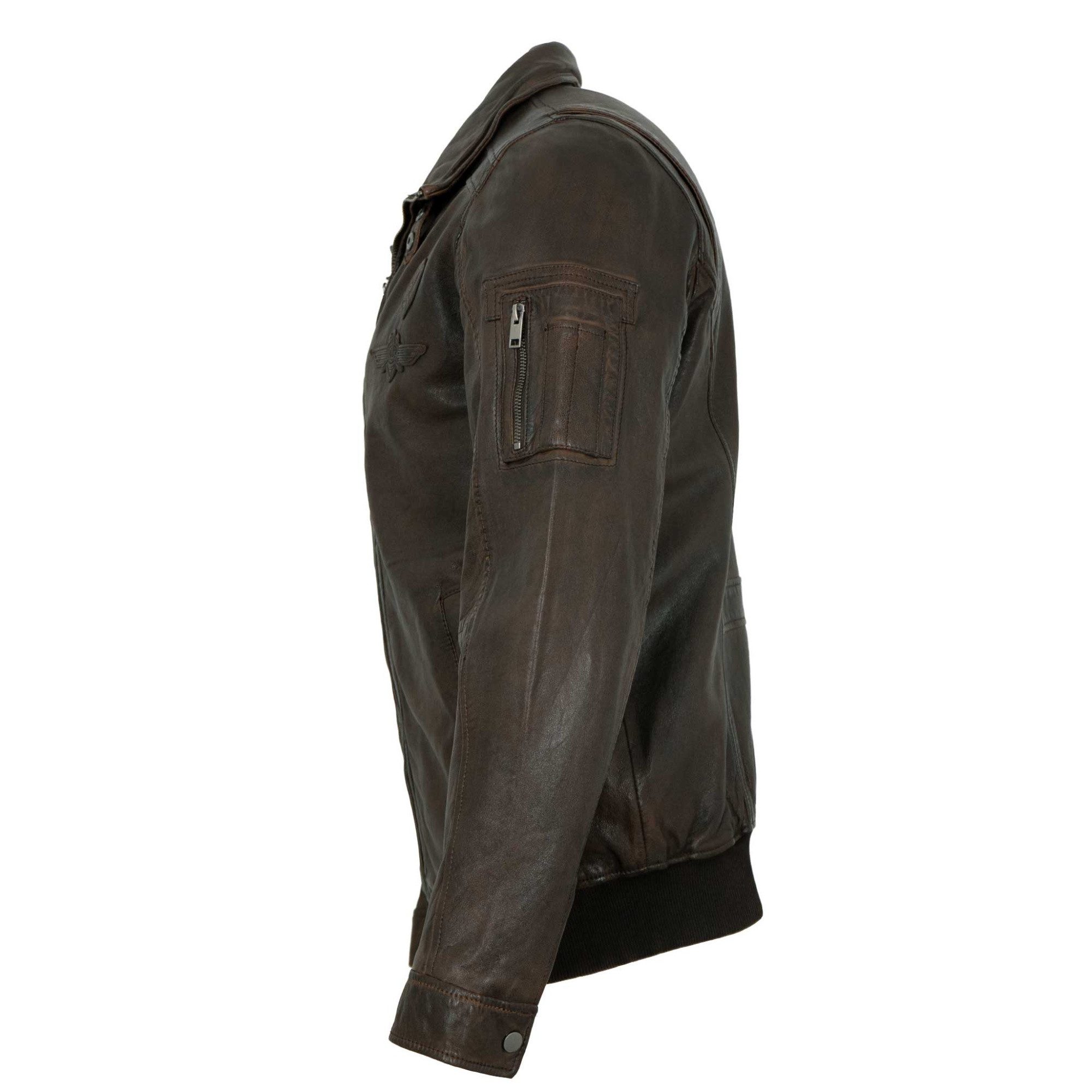 Jilani Lederjacke Robin Jilani Collection - Herren Lederjacke Pilotenjacke Lammnappa braun