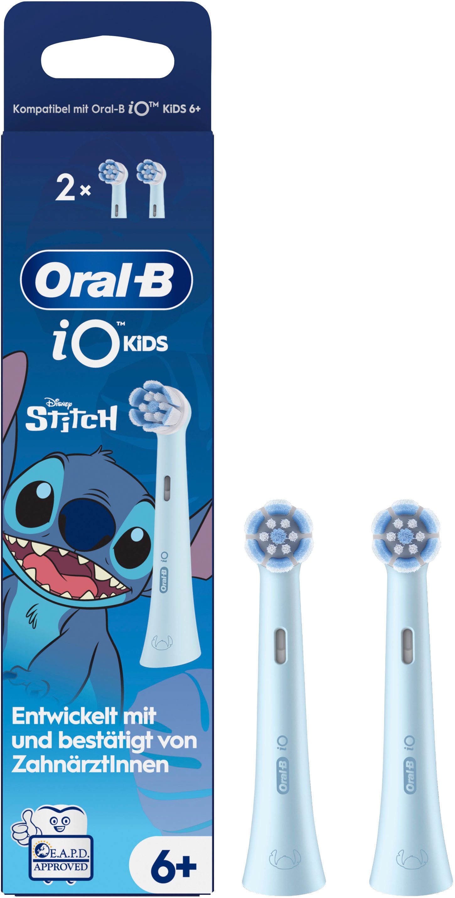 Oral-B Щетки iO Kids 6+ Disney Stitch, Sanft zu wackeligen Zähnen & Zahnfleisch, ab 6 Jahren