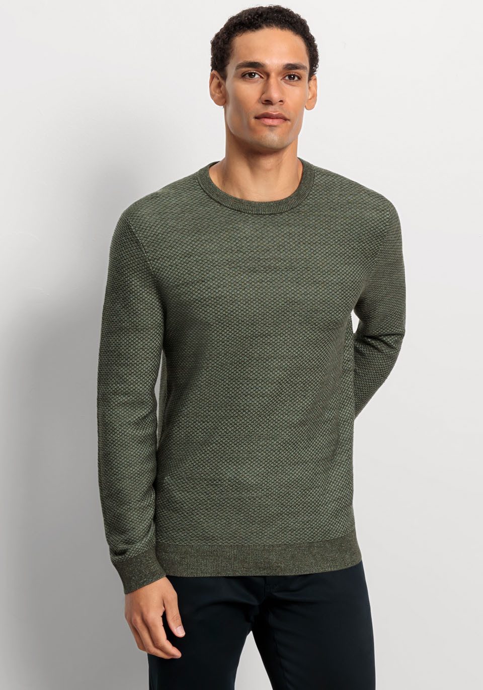 Rundhalspullover OLYMP Strick Casual