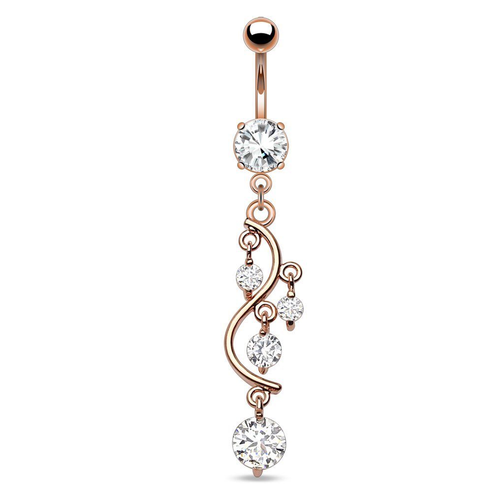 Taffstyle Bauchnabelpiercing Piercing Stecker Anhänger Rosegold Vergoldet, Bauchnabelpiercing Chirurgenstahl Bauch Bauchnabel Kristall Glitzer