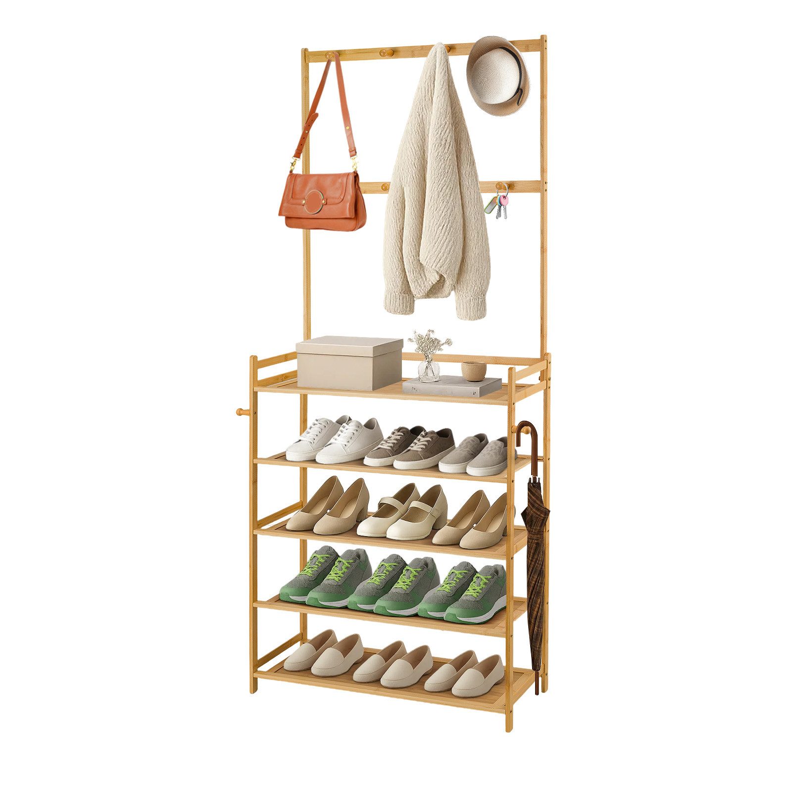 Youyijia Aufbewahrungsdose Garderobe 2-in-1 Schuhregal aus Bambus für den E günstig online kaufen