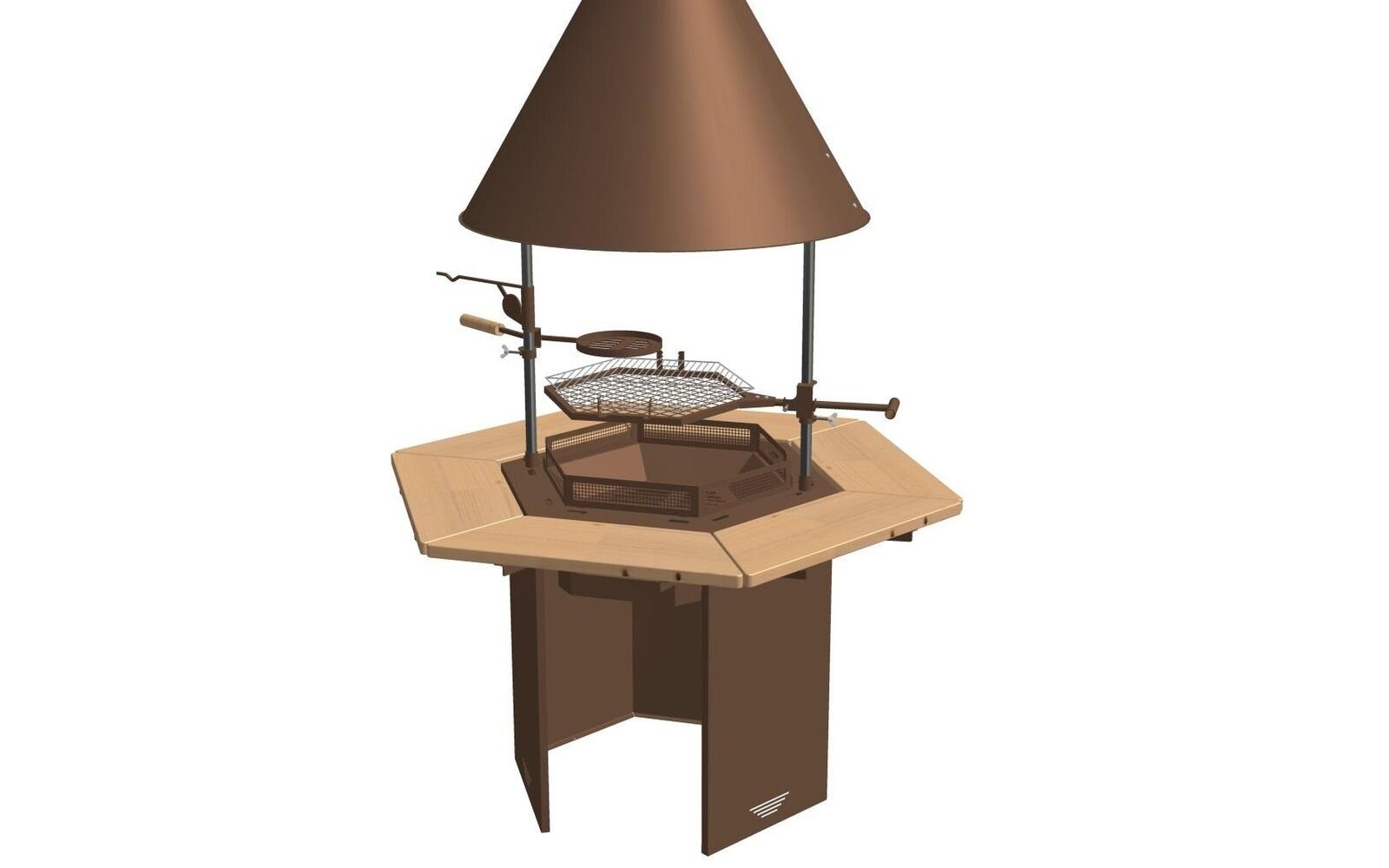 JVmoebel Grillkamin Grill mit umlaufendem Tisch Grillkota Zuberhör Schornstein 2 Roste, 1x Grillkamin, Made in Europa