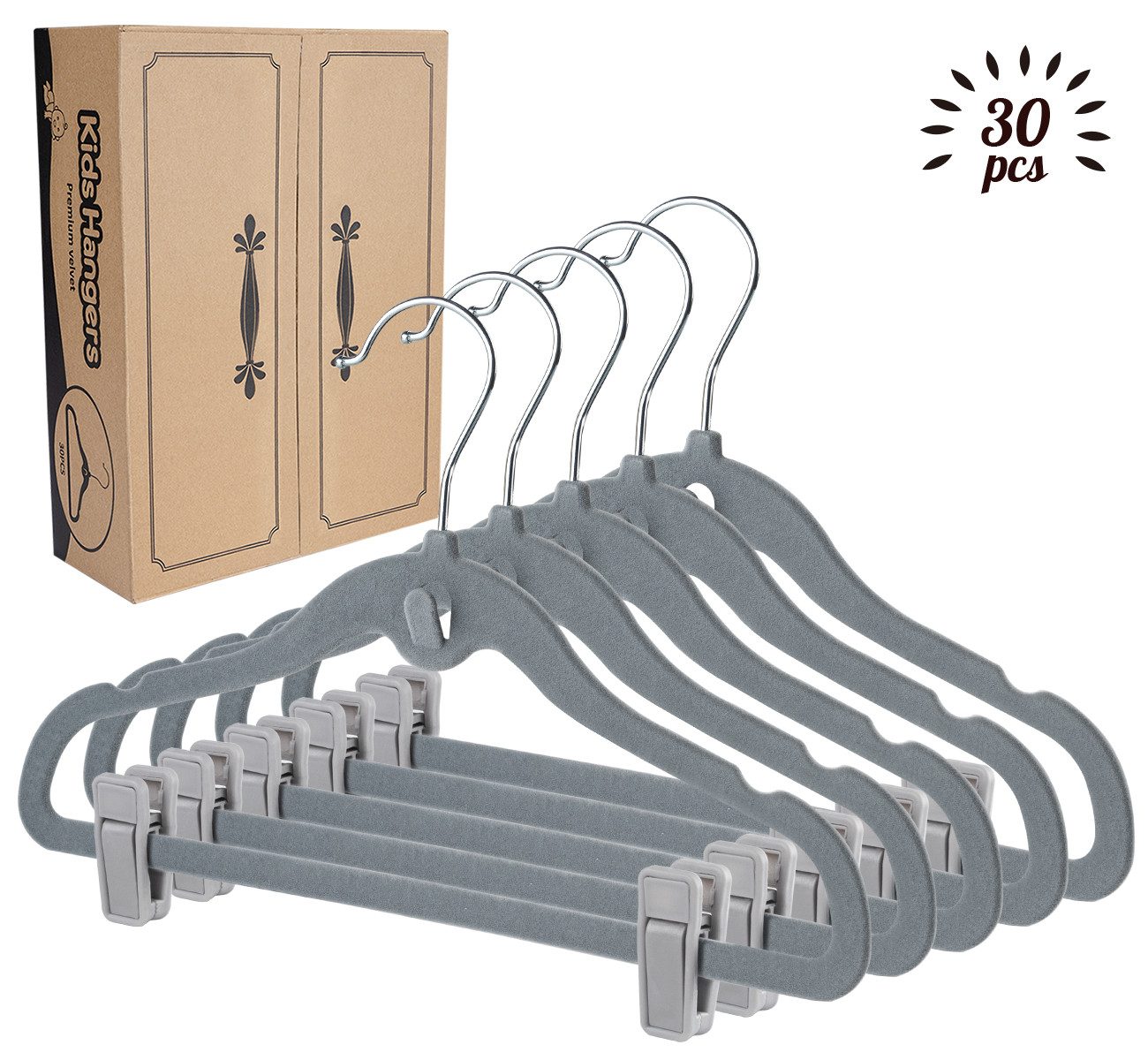 ElitVita Kleiderbügel 30 Stück, Kinder Samt Kleiderbügel, mit Haken und Cli günstig online kaufen