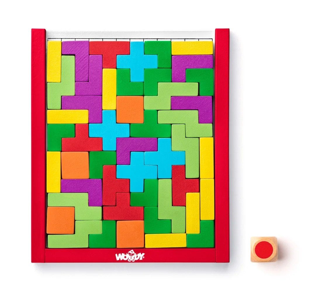 Woodyland Lernspielzeug Holz - Puzzle Würfelspiel. Mit Farbwürfel. 48 tlg (48-St), diverse Formen zum einpassen