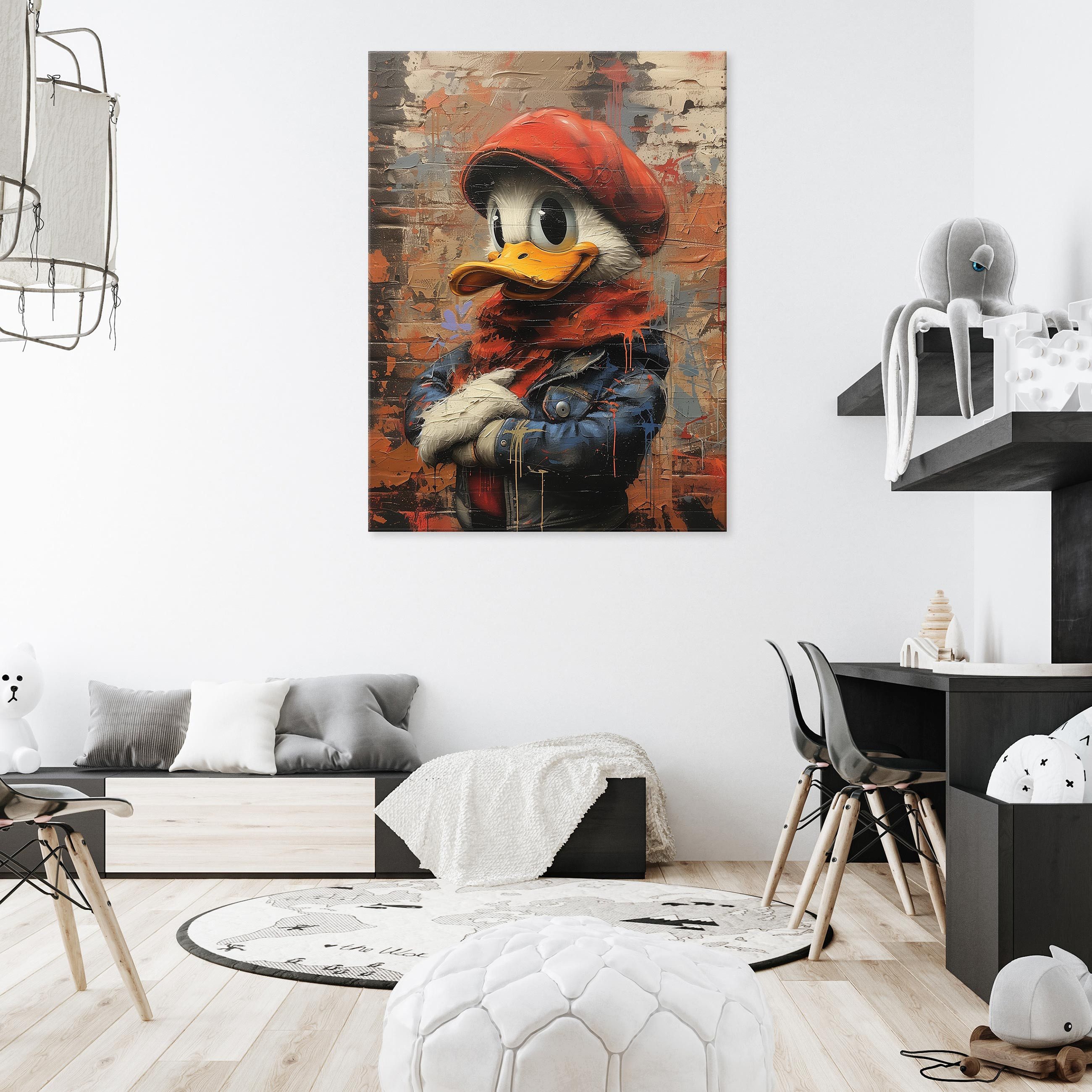 Wallarena Leinwandbild Ente Ziegelstein Graffiti Kunst Wandbild XXL Leinwan günstig online kaufen