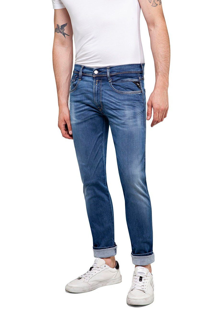 Replay Slim-fit-Jeans »ANBASS Hyperflex«, Mit Markenlabeln und Nieten  online kaufen | OTTO