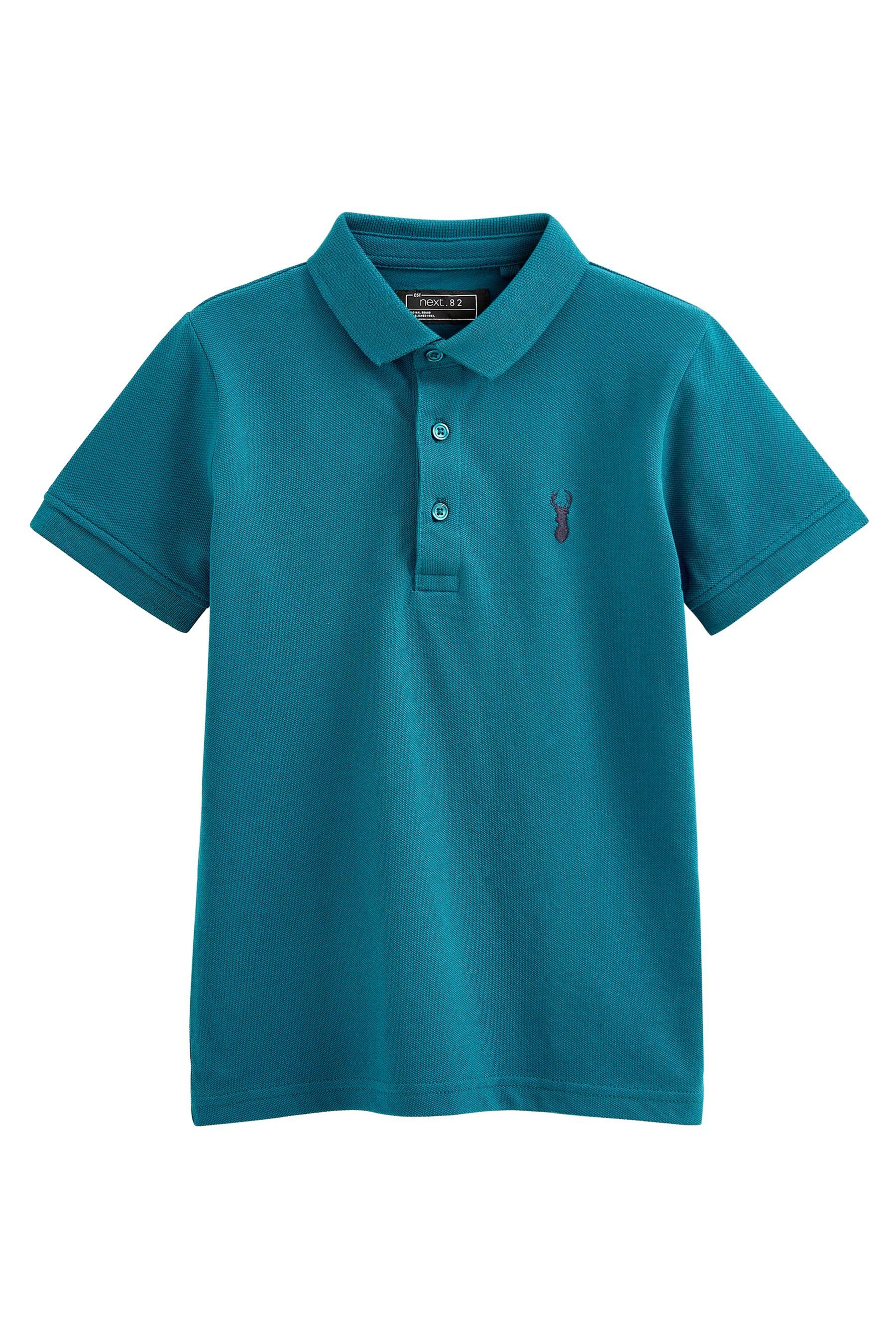 Poloshirt (1-tlg) Kurzärmeliges Polo-Shirt Next Teal Blue