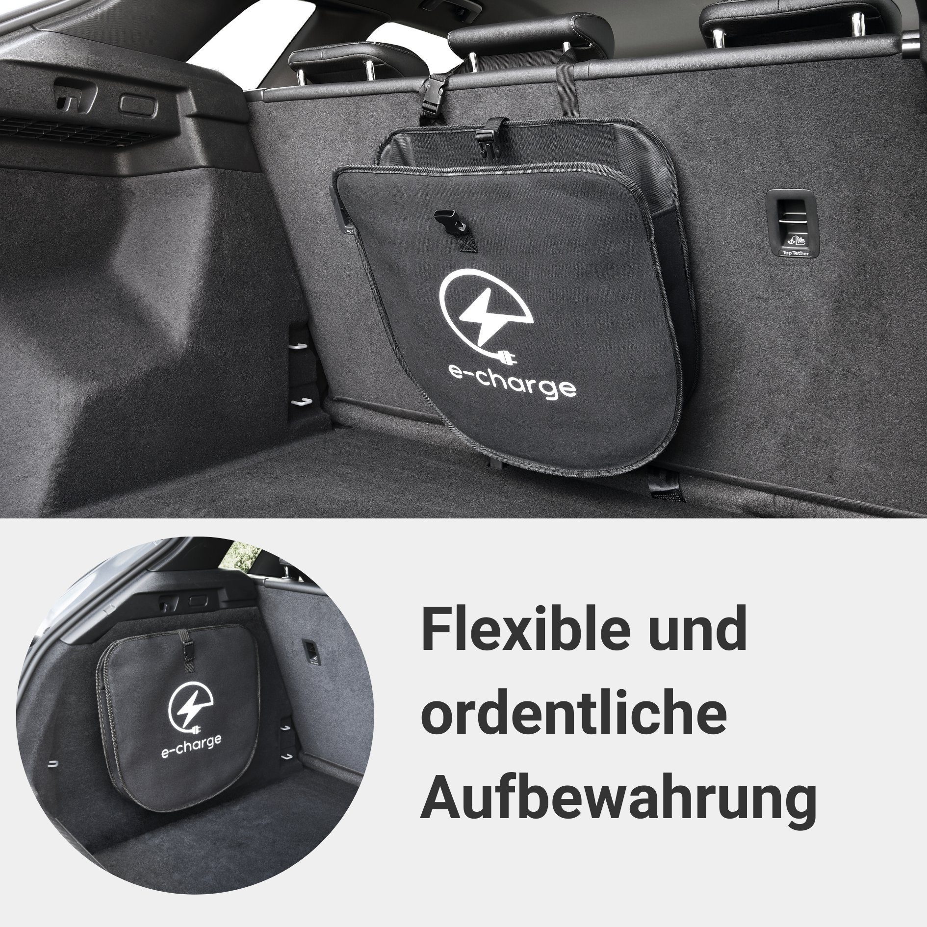Typ Kabel-Tasche EV Auto-Rückenlehnentasche selbsthaftend für TUX Kofferraum 2 Elektroauto