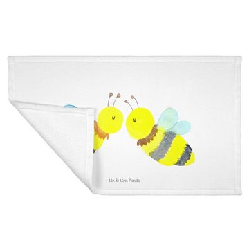 Mr. & Mrs. Panda Handtuch Biene Liebe - Weiß - Geschenk, Gästetuch, Frottier, Wespe, Kinder Han, (1-St), Allseitig umsäumt