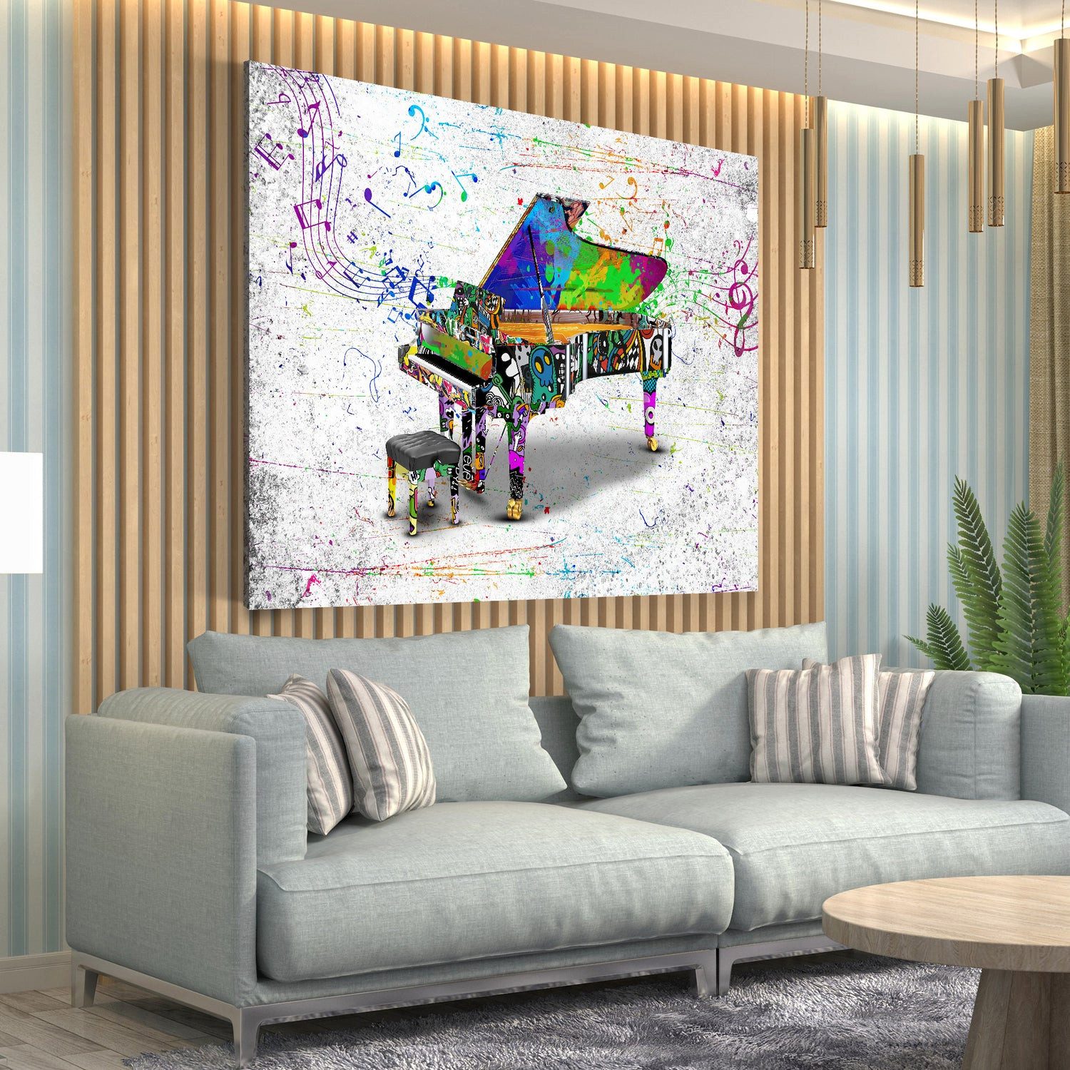 Artedinoi Leinwandbild Street Art Klavier Wandbild Leinwandbild Kunst XXL Deko, Klavier, urban