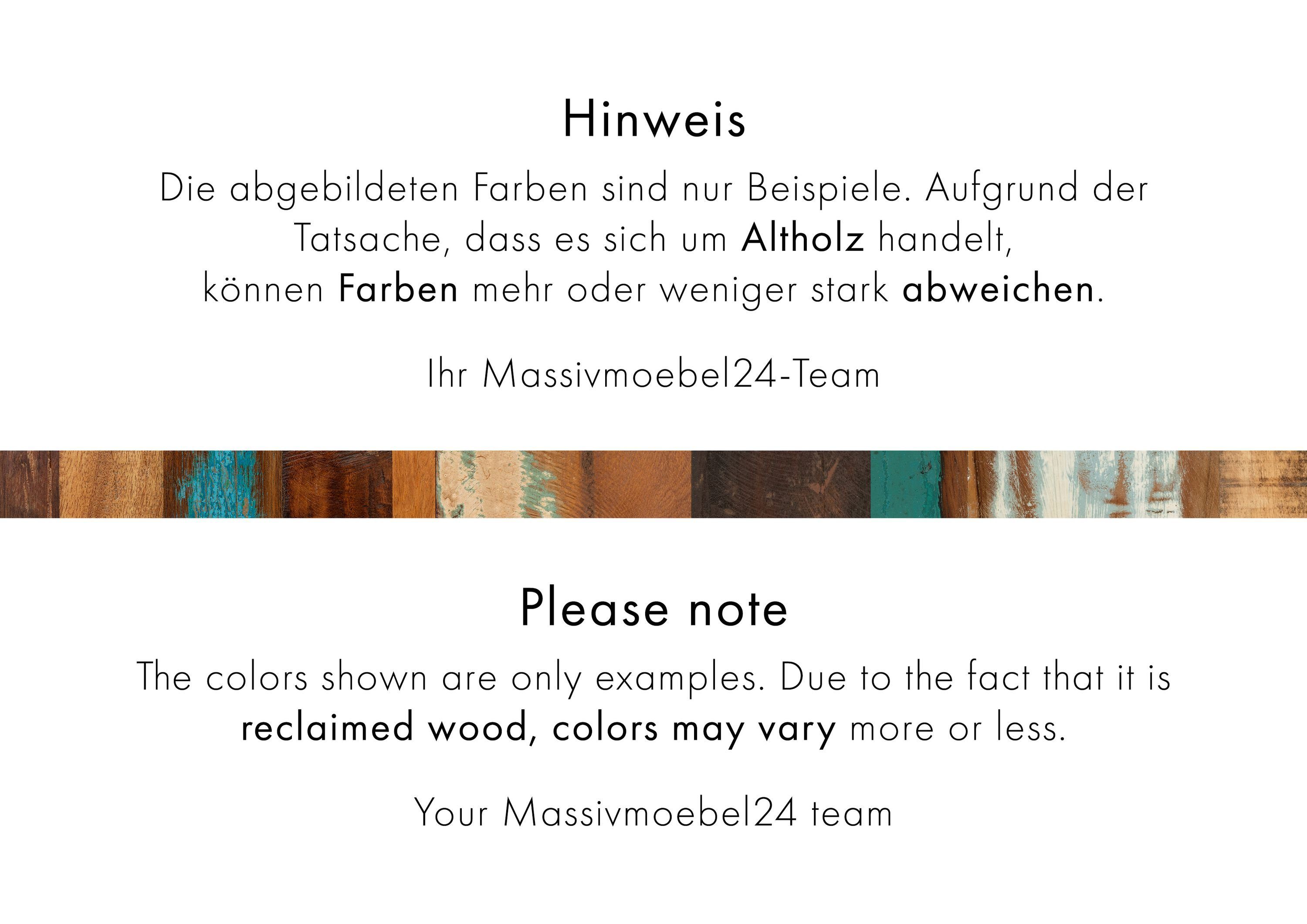 Massivmoebel24 Sideboard (Massivholz), Sideboard Altholz 135x40x75 mehrfarbig lackiert NATURE OF SPIRIT #126