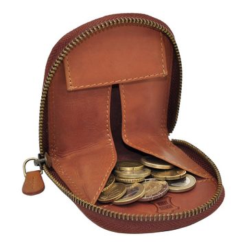 Benthill Mini Geldbörse Echt Leder Minibörse Münzen Börse Schüttelbörse Kleingeldbörse, Münzfach Reißverschluss