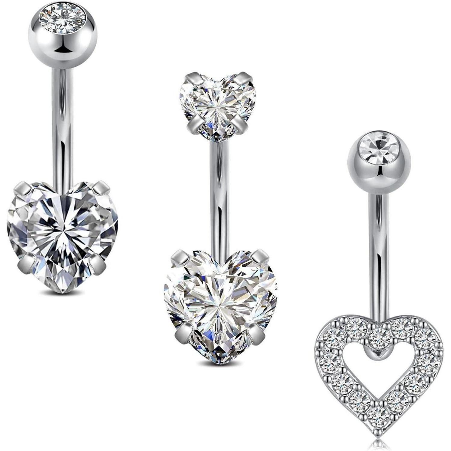 Bauchnabelpiercing Bauchnabelpiercing Chirurgenstahl Anhänger Herz Schmetterling Silber