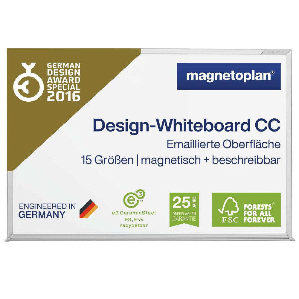 magnetoplan® Anzeigetafel Weißwand/Schreibtafel CC emailliert - magnetisch - 90x60 Weiß (1-St)