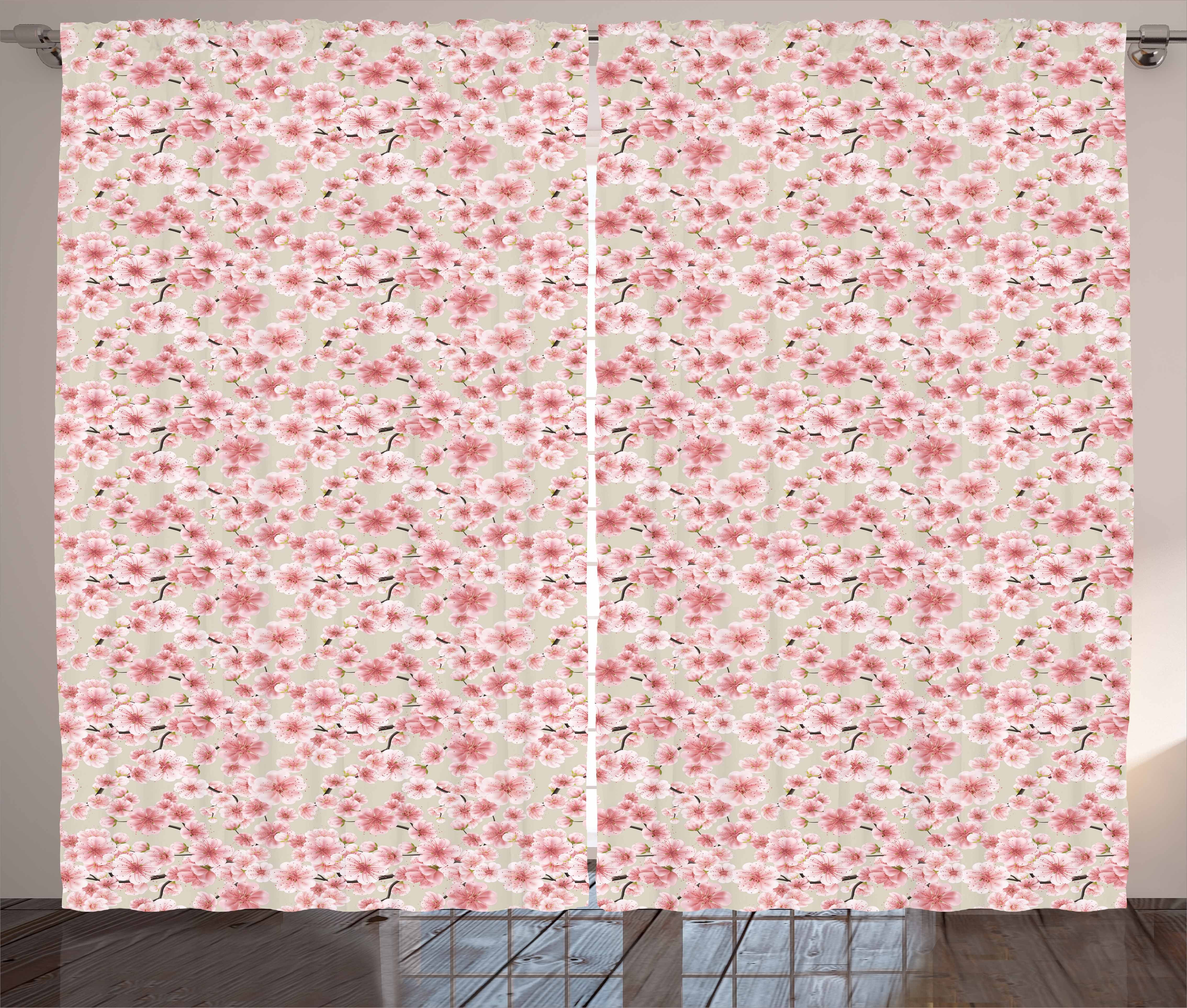 Gardine Schlafzimmer Kräuselband Vorhang mit Schlaufen und Haken, Abakuhaus, Kirschblüte Blooming Sakura