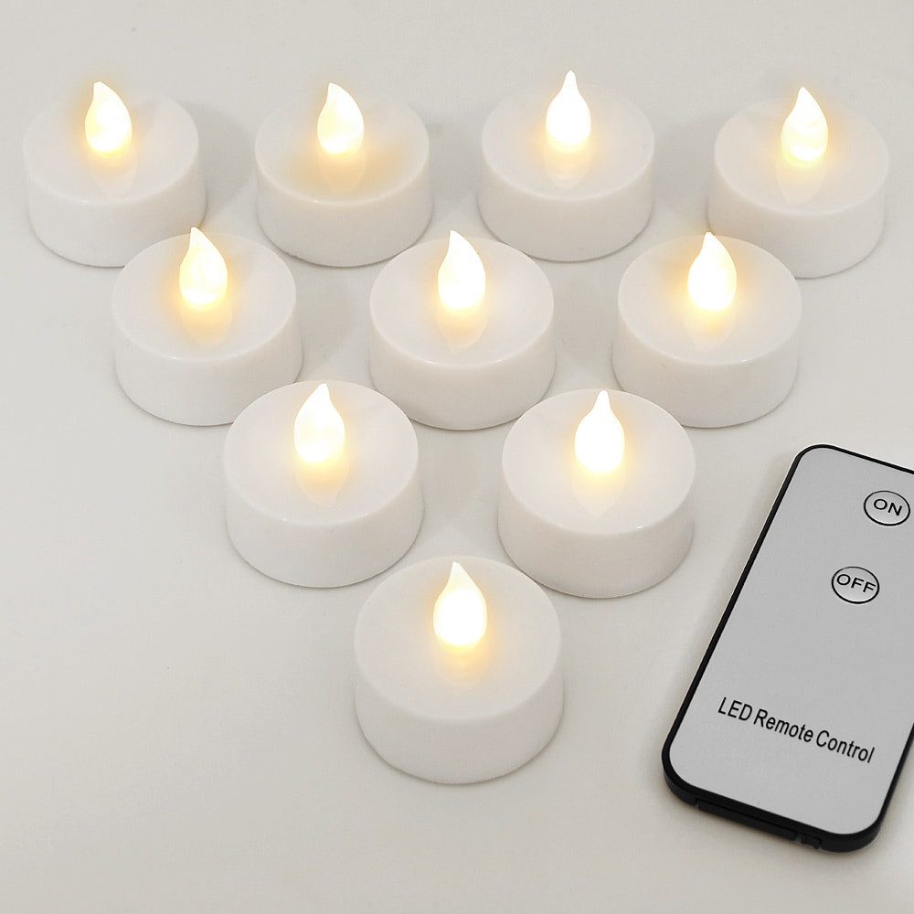 monzana LED-Kerze, +300H elektrisch flackernd Fernbedienung Batterien 10xTeelichter 3,7CM