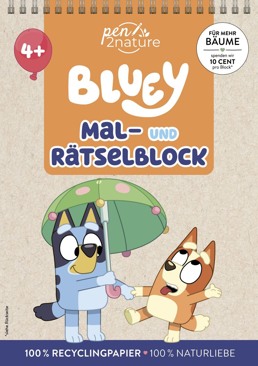 Bluey Mal- und Rätselblock für Kinder ab 4 Jahren / Pen2nature