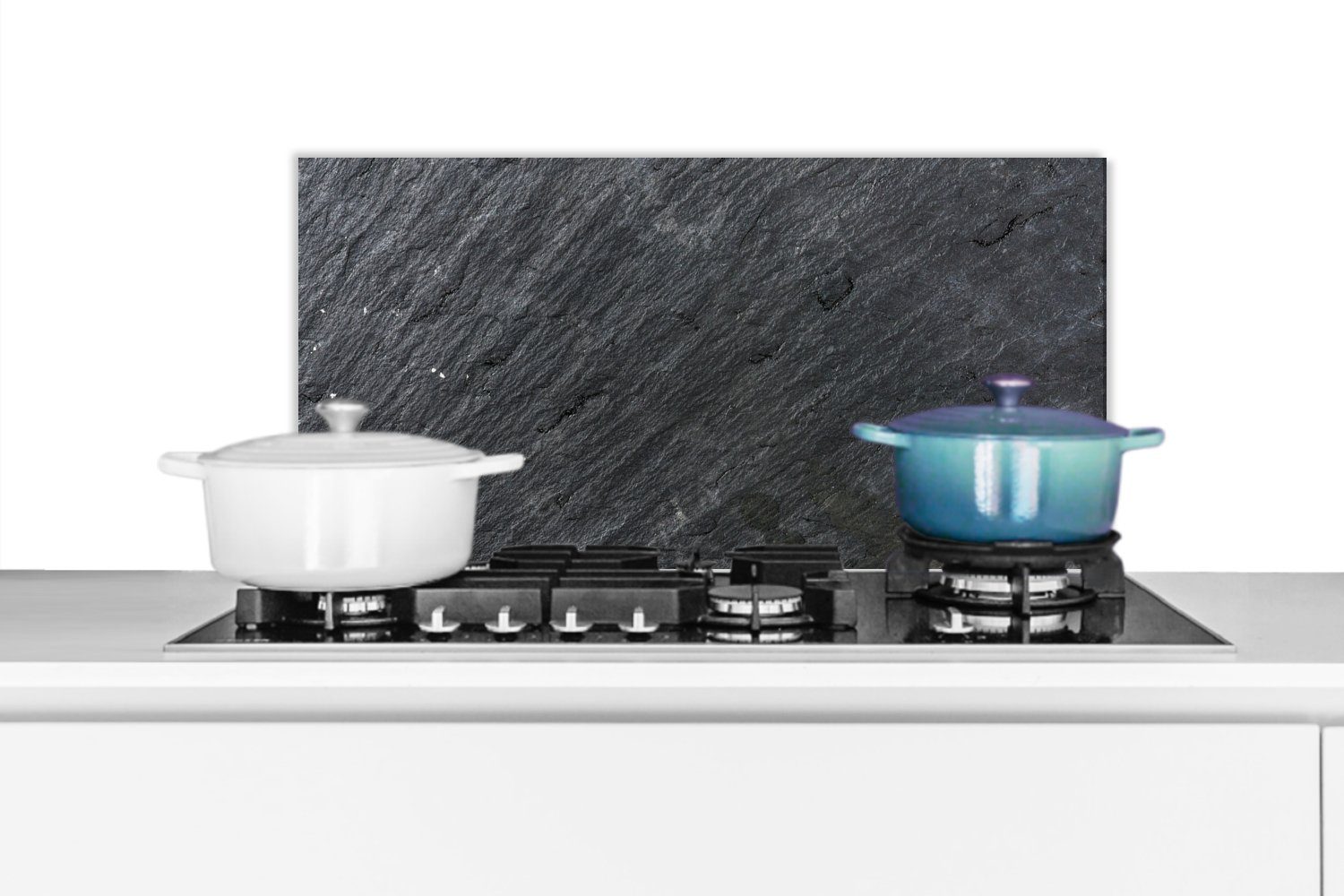 MuchoWow Küchenrückwand Naturstein - Industriell - Schiefer - Strukturiert - Grau, (1-tlg), 60x30 cm, Wandschutz, gegen Fett und Schmutzflecken für Küchen