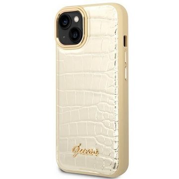 Guess Handyhülle Guess Apple iPhone 14 Hardcase Schutzhülle Croco Collection Gold