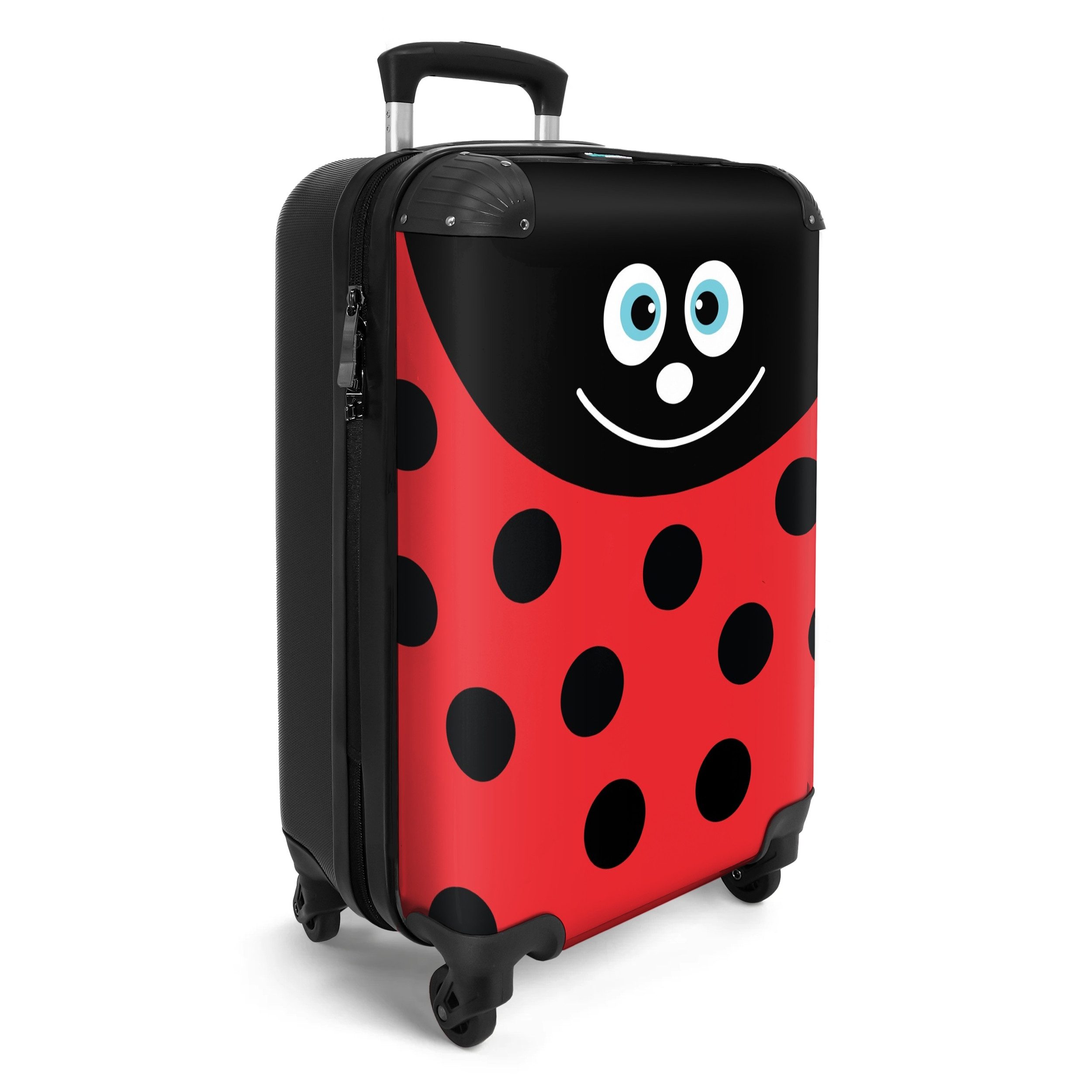 NoBoringSuitcases.com© Kinderkoffer Tierporträt - Marienkäfer - rot 55x35x20cm, 4 Rollen, Kinder Koffer Klein, Trolley Handgepäck, Reisekoffer
