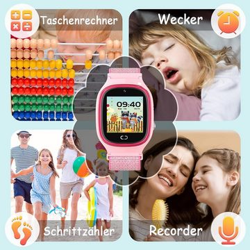 PTHTECHUS Video Player Junge Mädchen Uhr 3-12 Jahre altes Geschenk Smartwatch (1.44 Zoll), mit Zwei-Wege Anruf MP3 Musik Player Spiel Schrittzähler Kamera Wecker