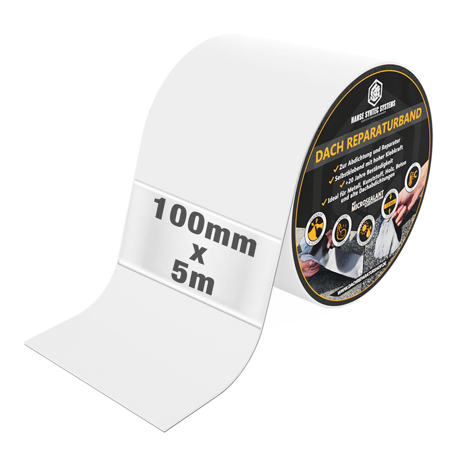 Hanse Syntec Systems Klebeband Reparaturband DIY selbstklebend – Dach, Wohnwagen & Rinne Butylband, selbstklebend, wasserdicht, UV-Sicher, witterungsbeständig
