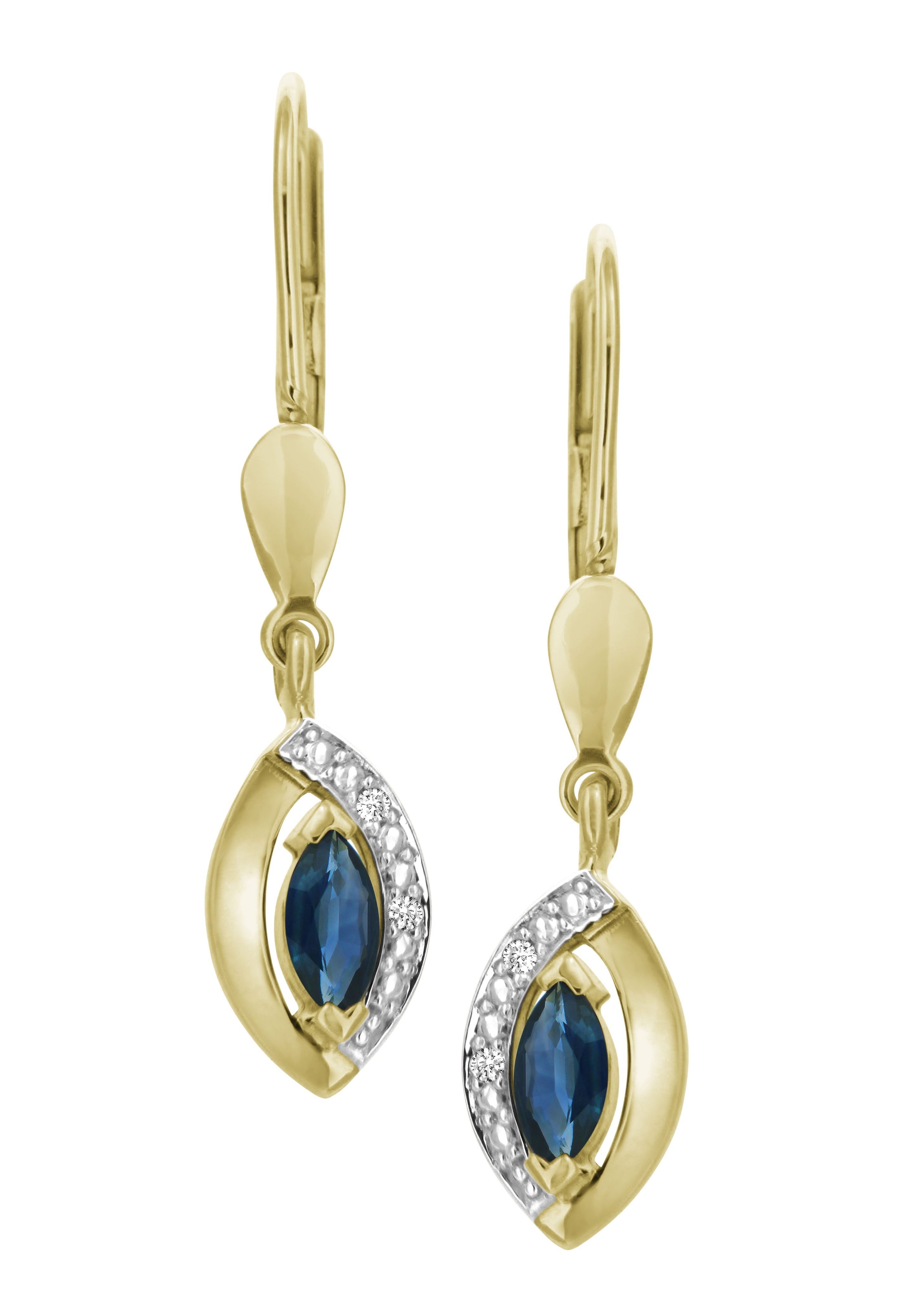 Firetti Paar Ohrhänger Schmuck Geschenk Gold 333 Ohrschmuck Patentbrisur Farbstein Edelstein, mit Saphir - mit Brillant