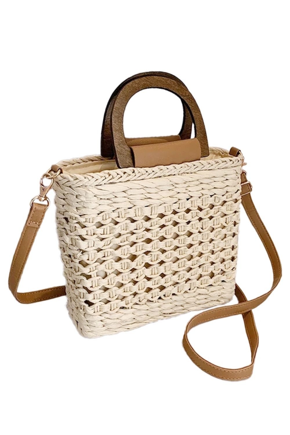 Goodman Design Umhängetasche Quadratische Rattan- Umhängetasche, elegante Strohtasche, Quadratische Form – stilvoll und strukturiert