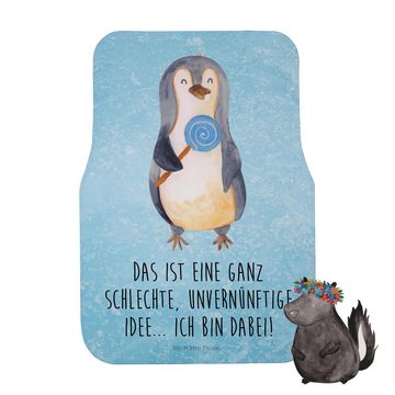 Fußmatte Pinguin Lolli - Eisblau - Geschenk, Blödsinn, Fahrer, Fußmatte Auto, Mr. & Mrs. Panda, Höhe: 0.5 mm
