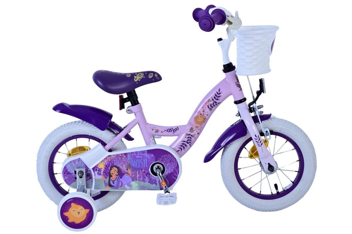 Volare Kinderfahrrad 12 Zoll Kinder Mädchen Fahrrad Rad Mädchenrad Disney Wish 31252-SACB, 1 Gang, Rücktrittbremse,Korb,Stützräder,Kettenschutz,Schutzbleche