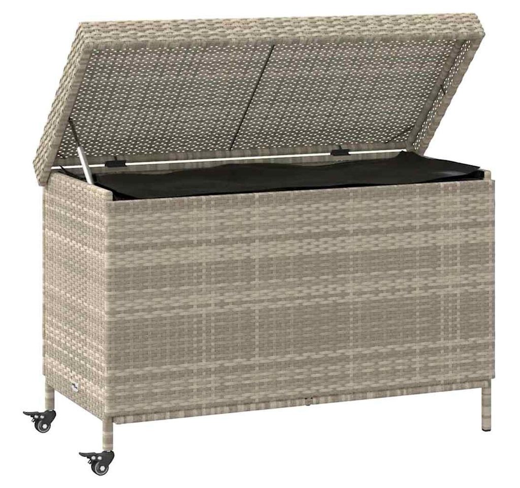 Thumbnail - vidaXL Gartenbox Gartentruhe mit Rollen Hellgrau 110x55x73 cm Poly Rattan