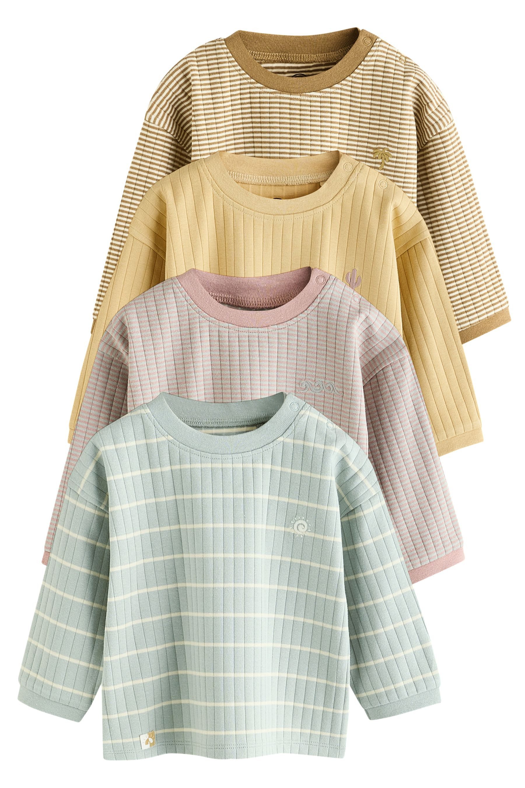 Langarmshirt 4er-Pack Baby Langarmshirts aus 100 % Baumwolle