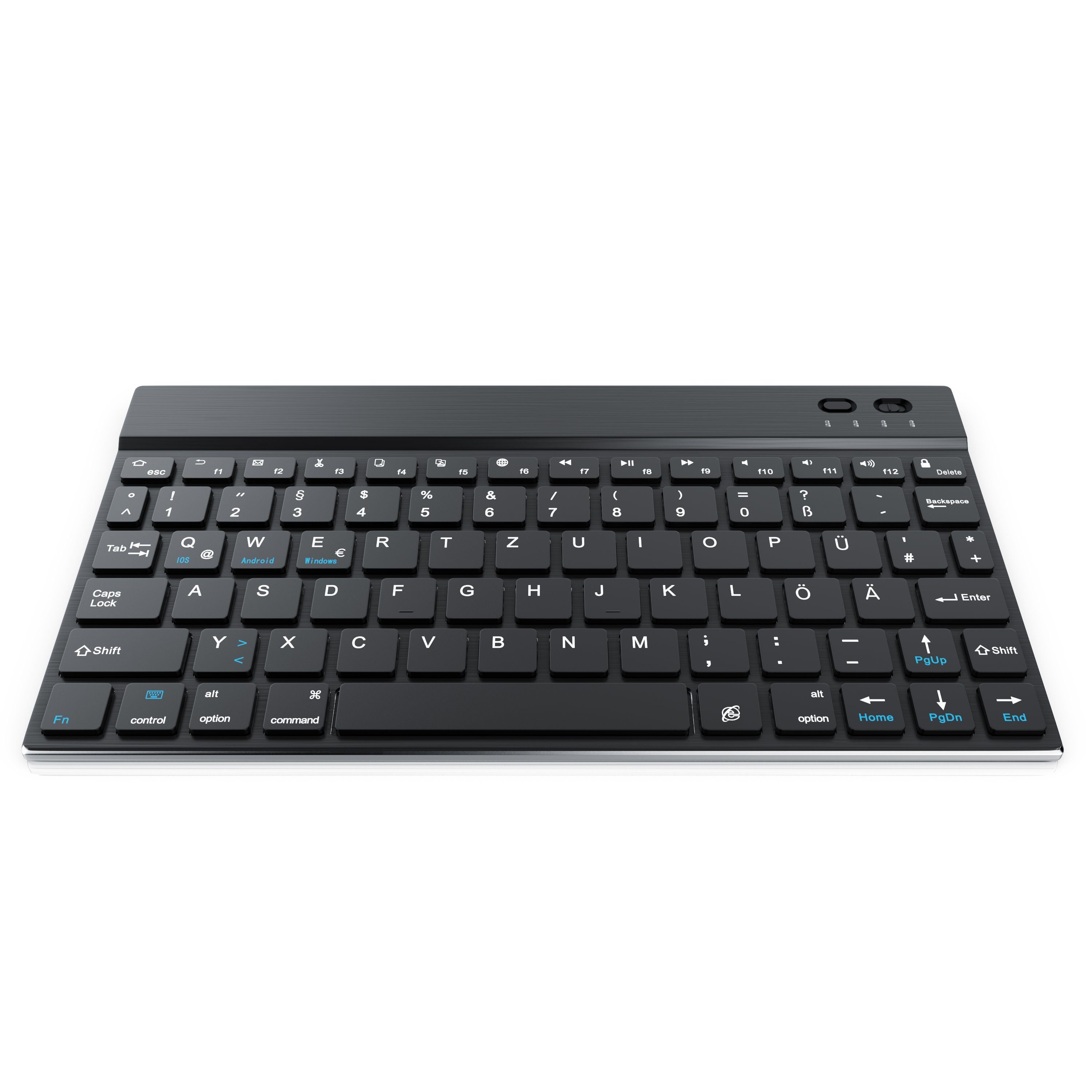 CSL Wireless-Tastatur (Ultra Slim Keyboard, Alugehäuse, 3.0) Deutsches Layout, Bluetooth, schwarz/silber BT