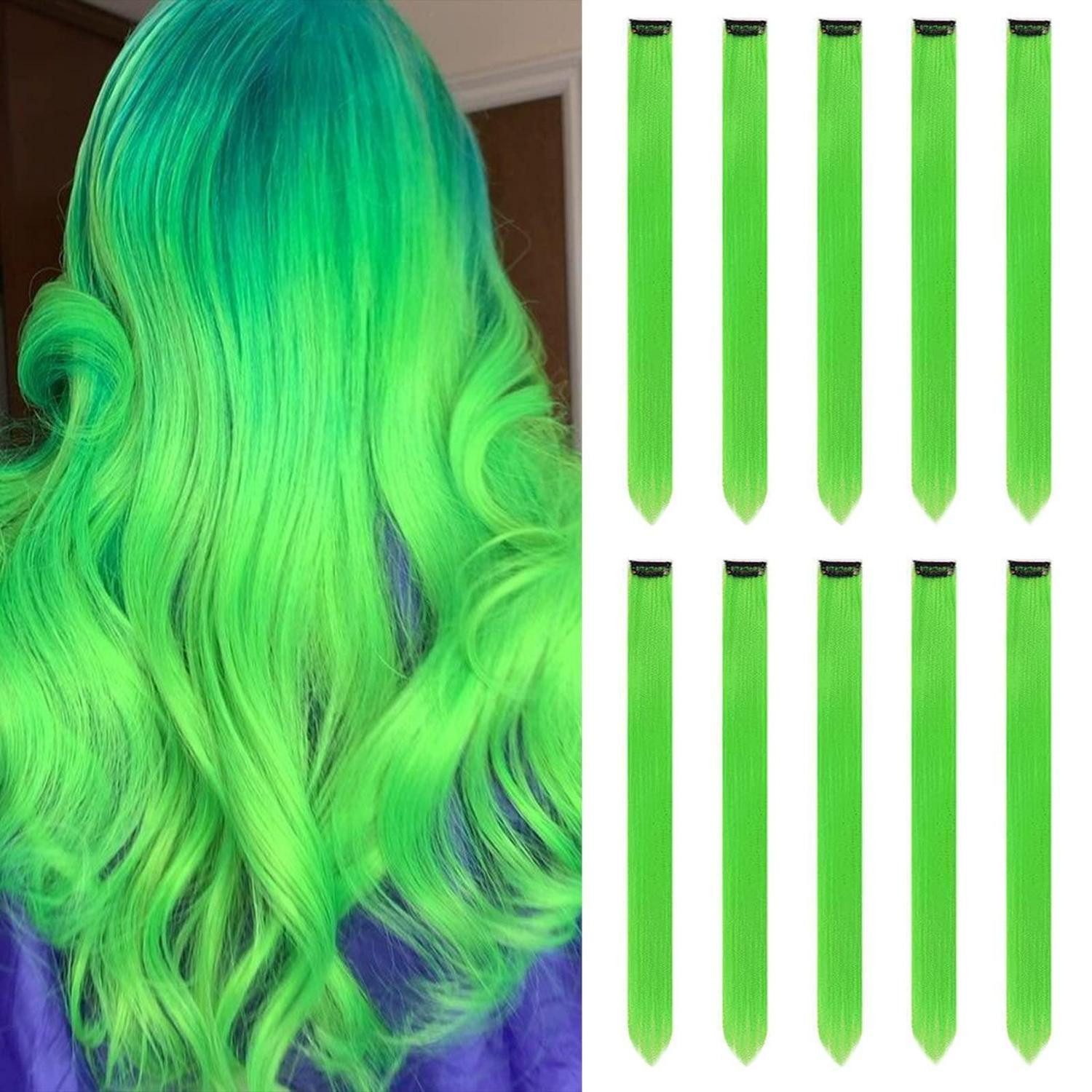 LuxusKollektion Kunsthaar-Extension Haarverlängerungen Clip In 22 Zoll 10 PCS Grün