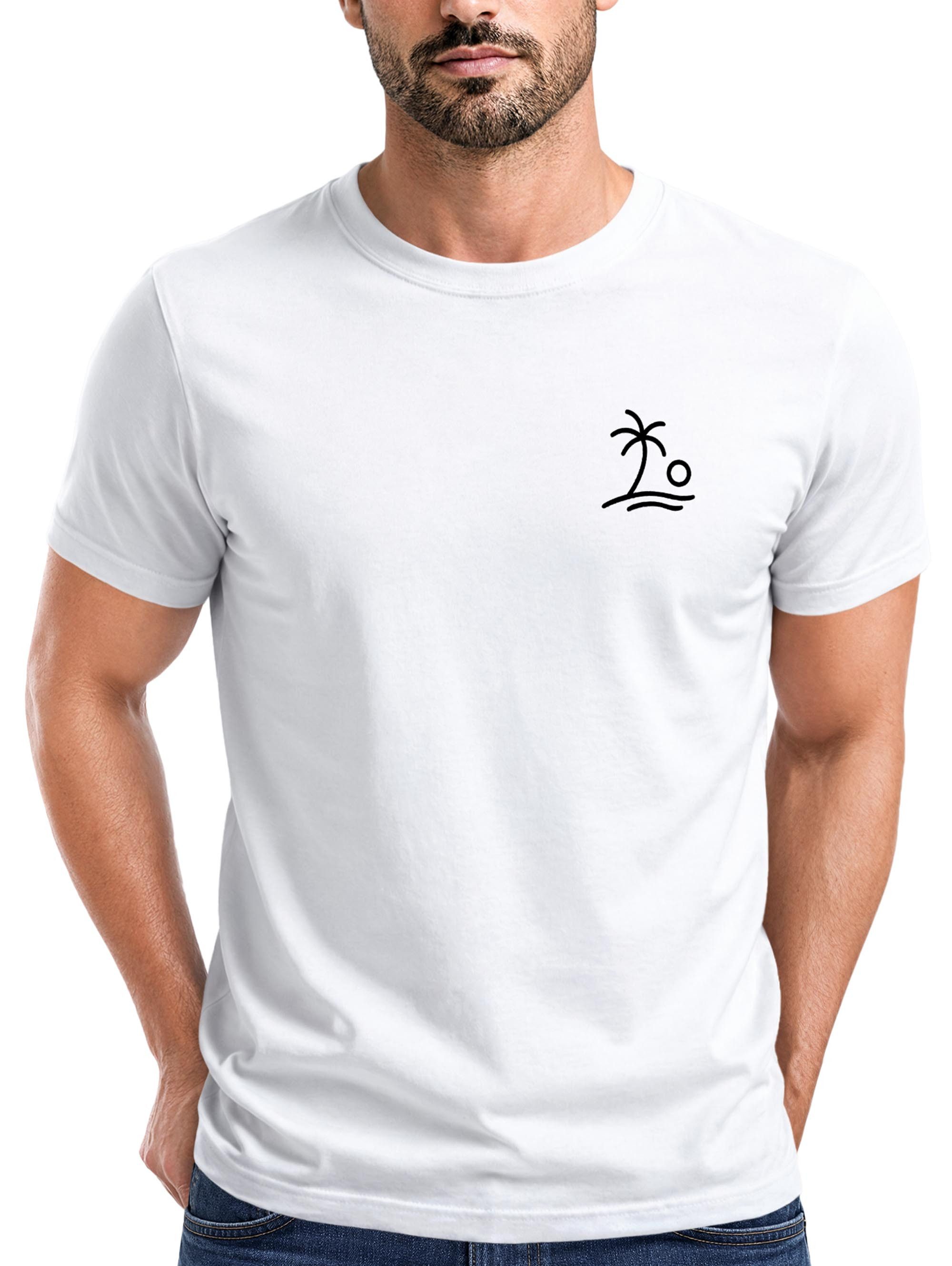 Neverless Print-Shirt Herren T-Shirt Frontprint - Design Palm Logo - Baumwollshirt Männer mit Print