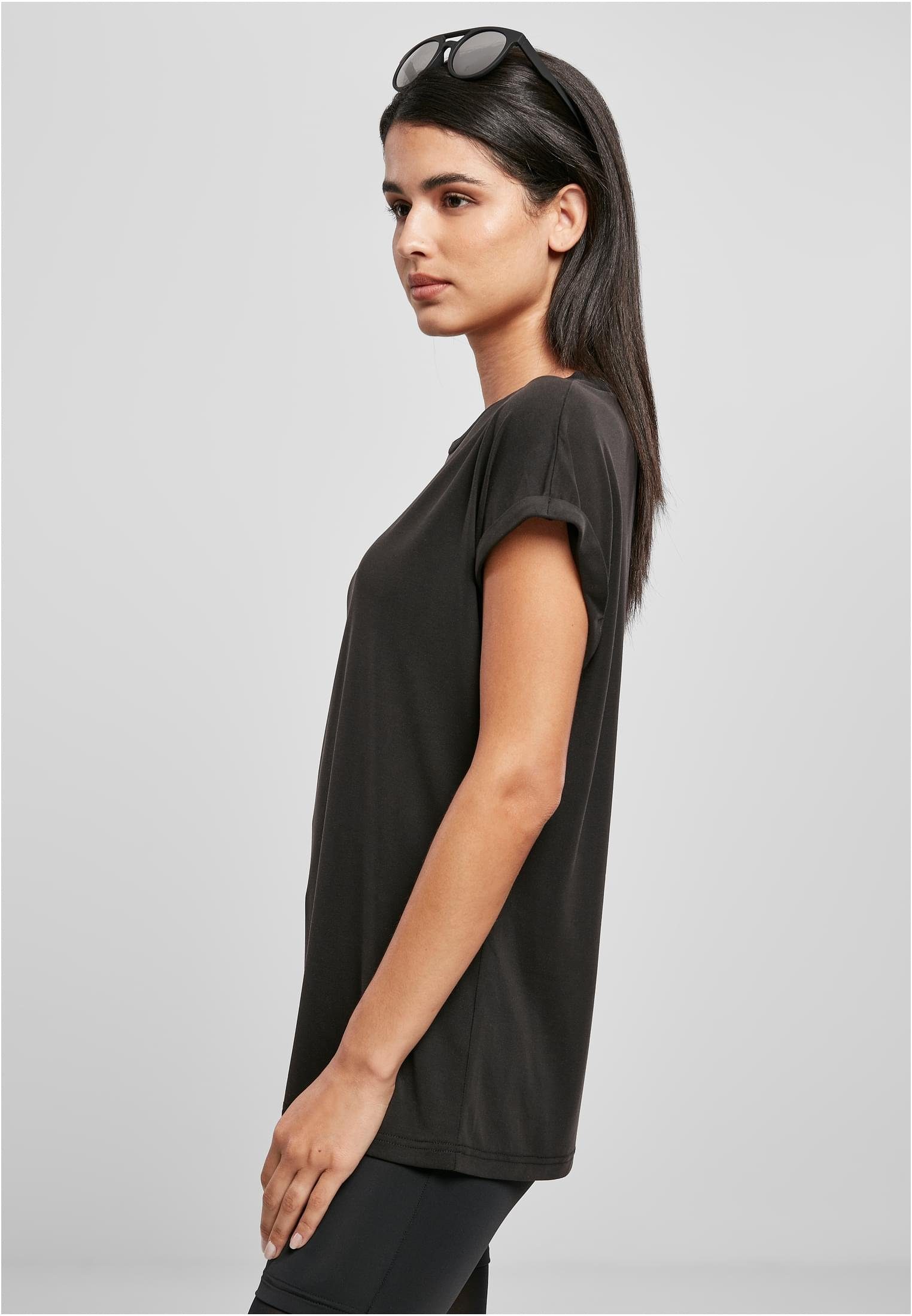 URBAN CLASSICS Kurzarmshirt Damen Shoulder (1-tlg) Tee Extended schwarz Modal Ladies
