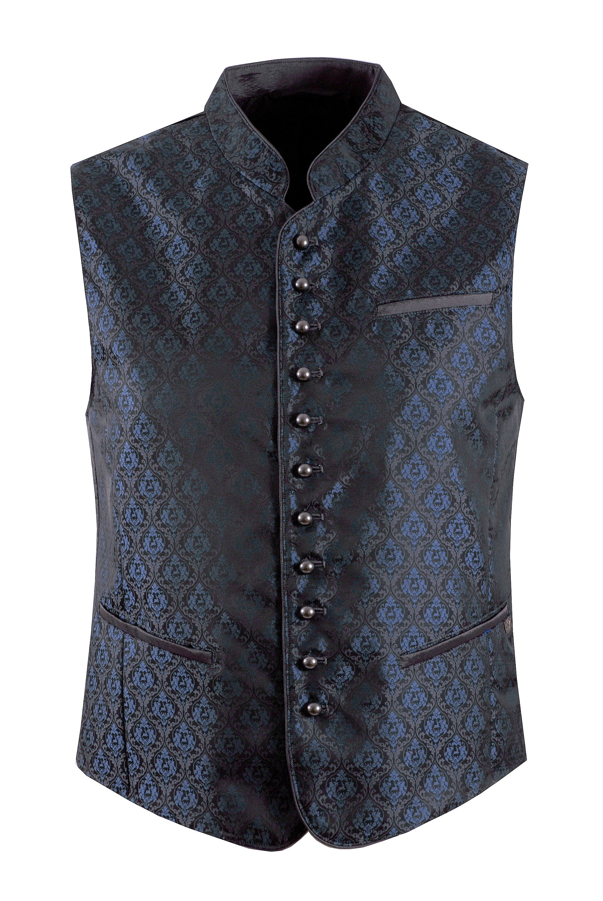 Moschen-Bayern Trachtenweste Trachtenweste Herren Samtweste Gilet festlich Herrenweste BlauSchwarz Weste, Trachtenweste, Hochzeitsweste, Weste mit Stehkragen, Seidenweste