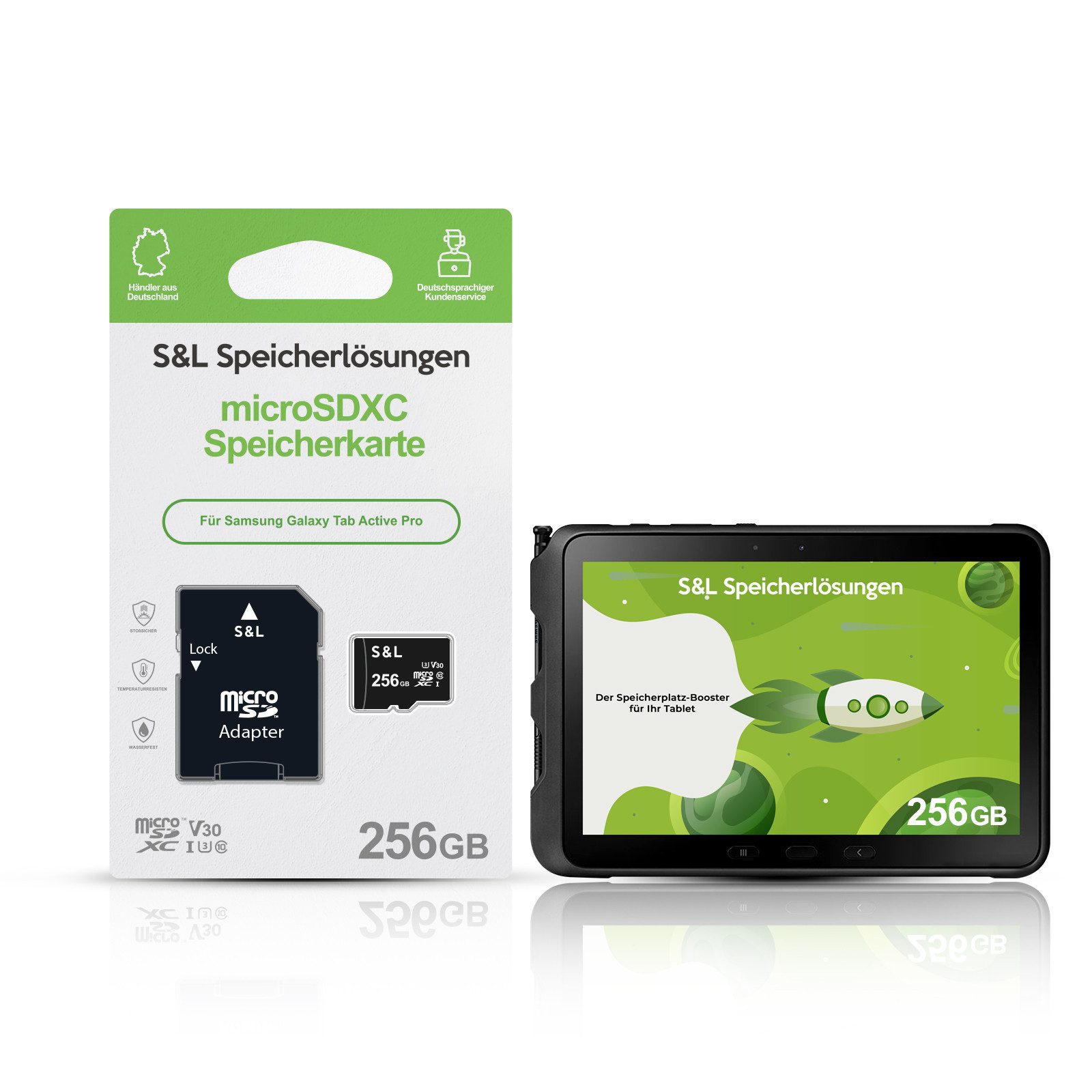 Tec-Expert microSD Karte S&L für Samsung Galaxy Tab Active Pro Speicherkarte (256 GB, Class 10, microSDXC)